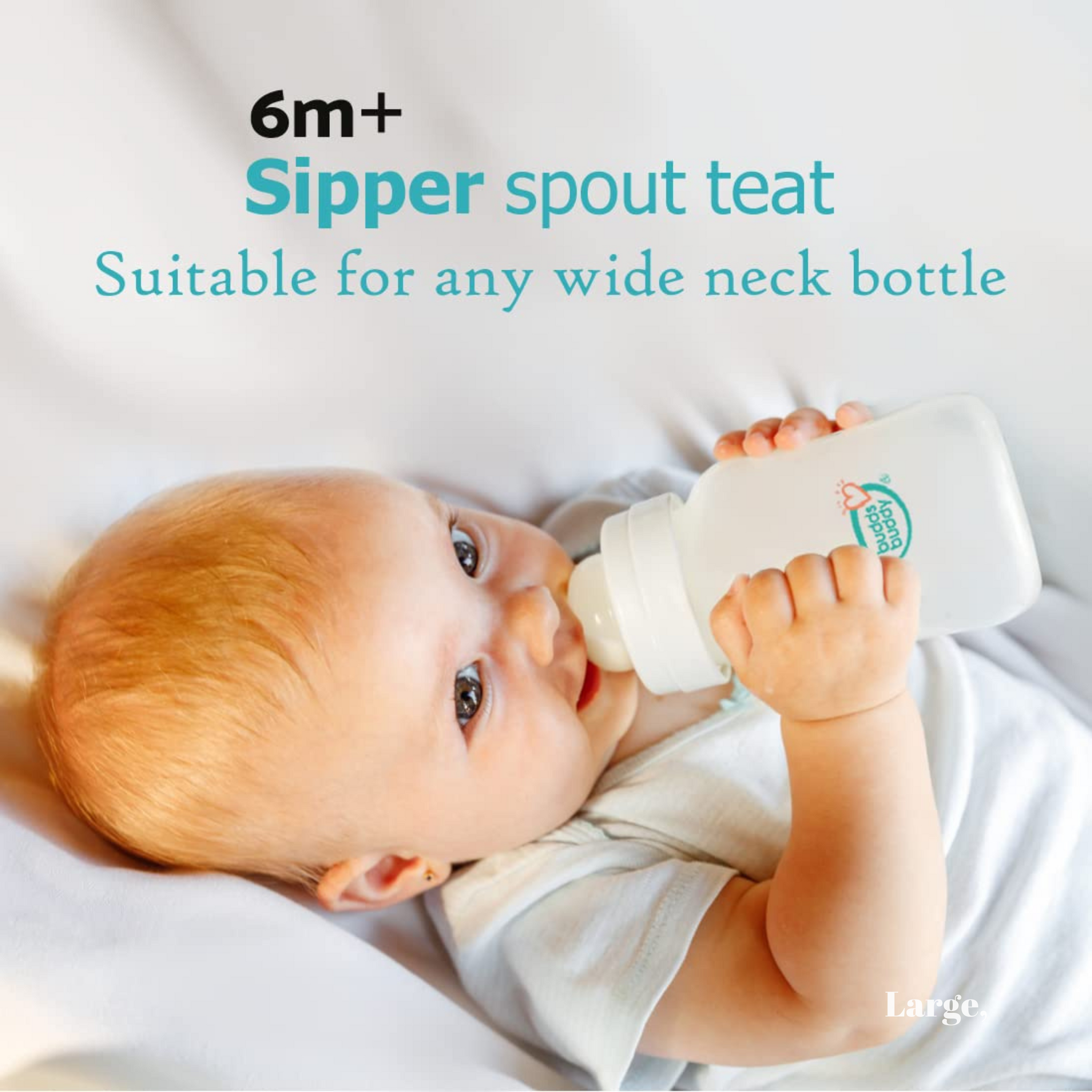 Buddsbuddy BPA Free Wide Neck Soft Silicone Sipper Spout Teat, BB7177