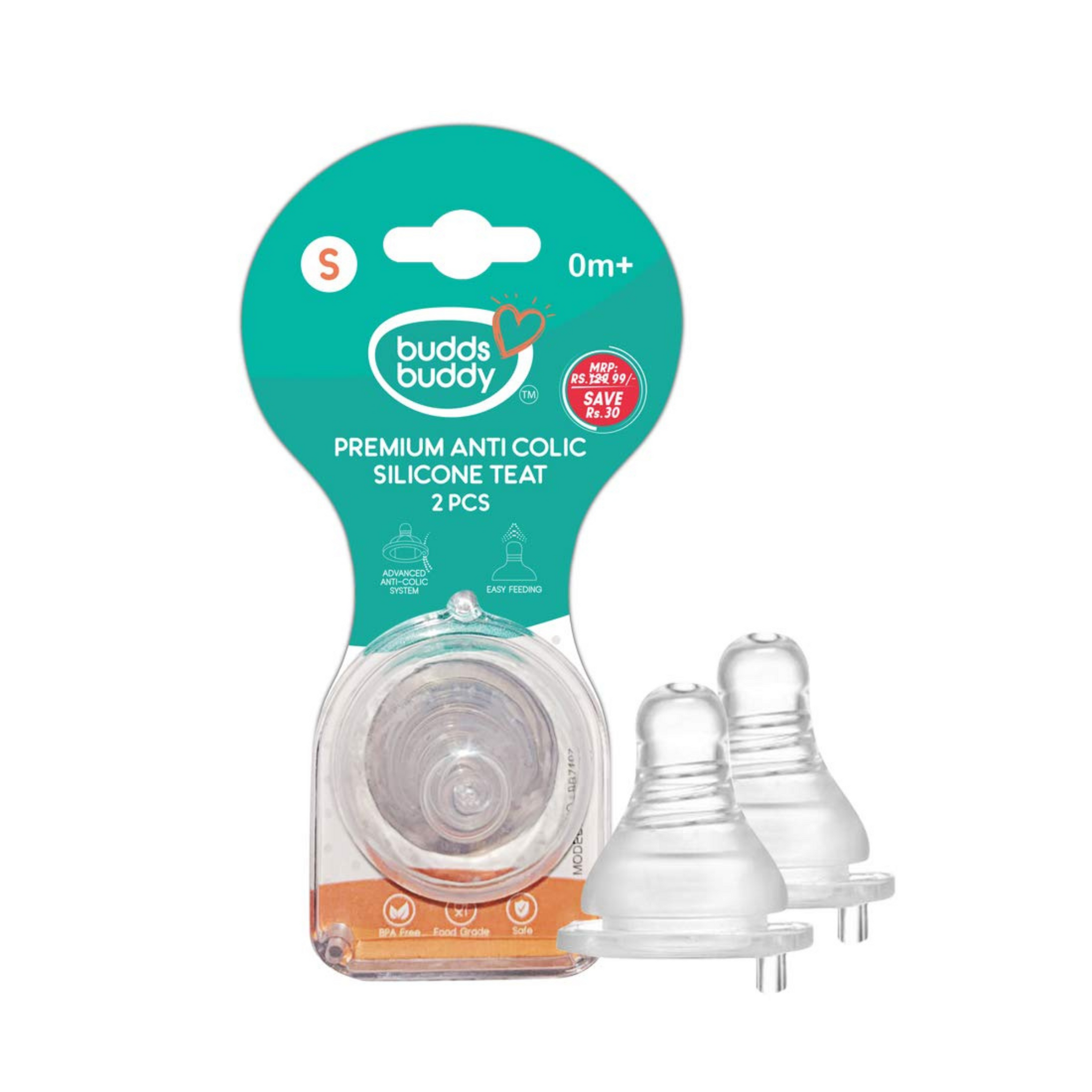 Buddsbuddy Premium Anti Colic Silicone Teat 2pcs