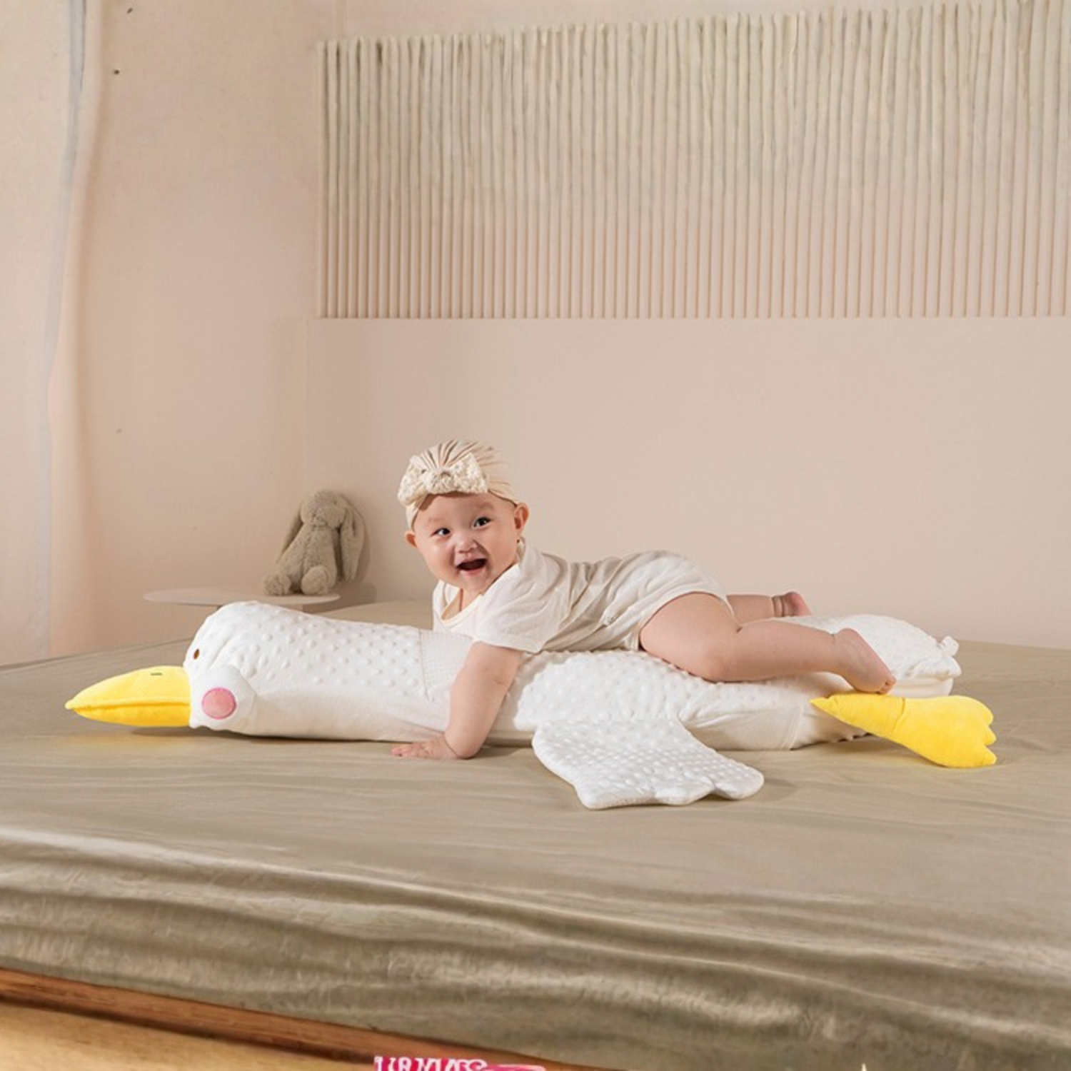 Big White Goose Baby Sleeping Pillow with Breathable Ventilation | Anti-Suffocation Soothing Pillow for Newborns & Infants | Soft Plush Baby Comfort Cushion