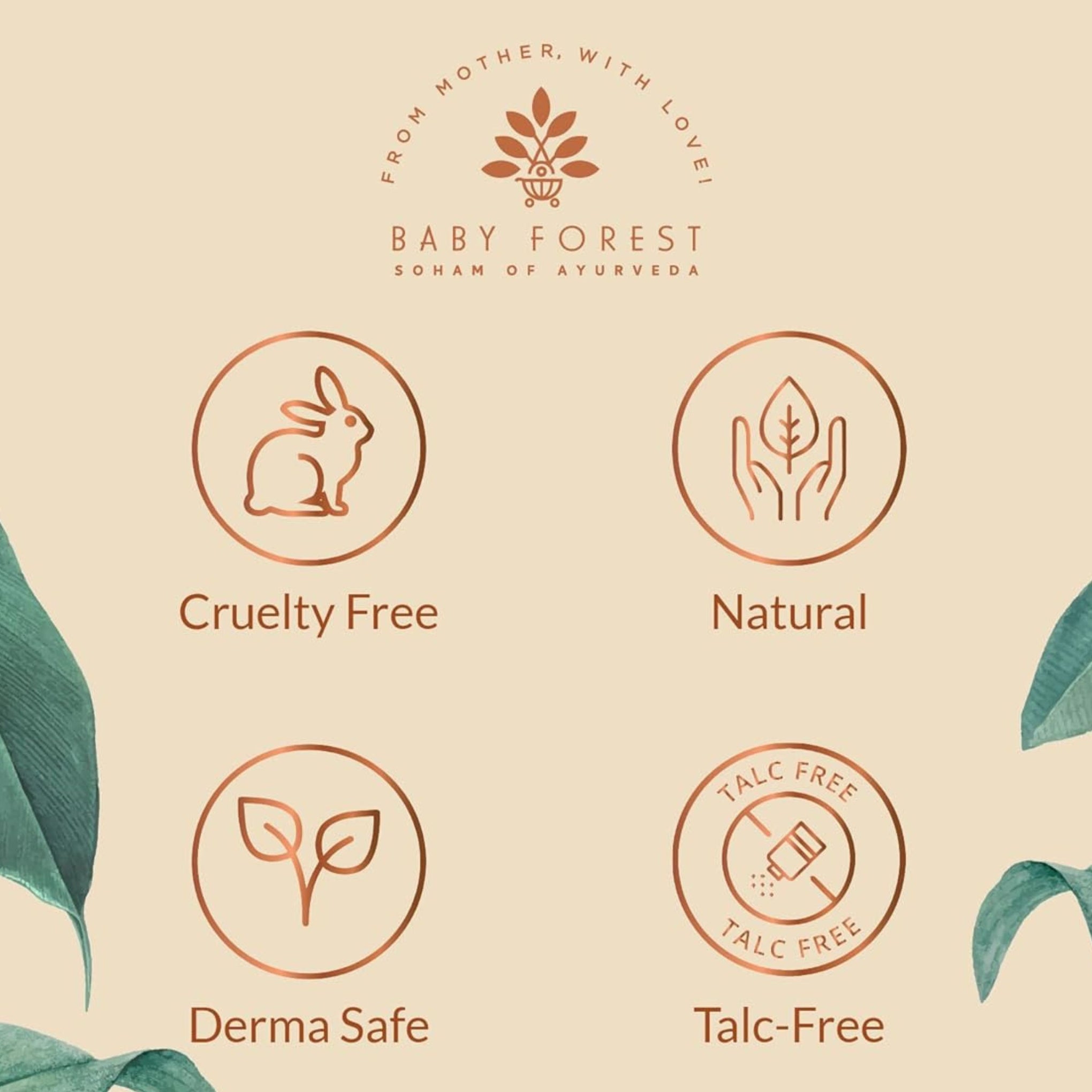 Baby Forest Dulaar Pyar Baby Powder – Talc-Free Ayurvedic Baby Powder with 6 Herbs & Oils for Gentle, Dry & Fresh Skin (0+ Years)