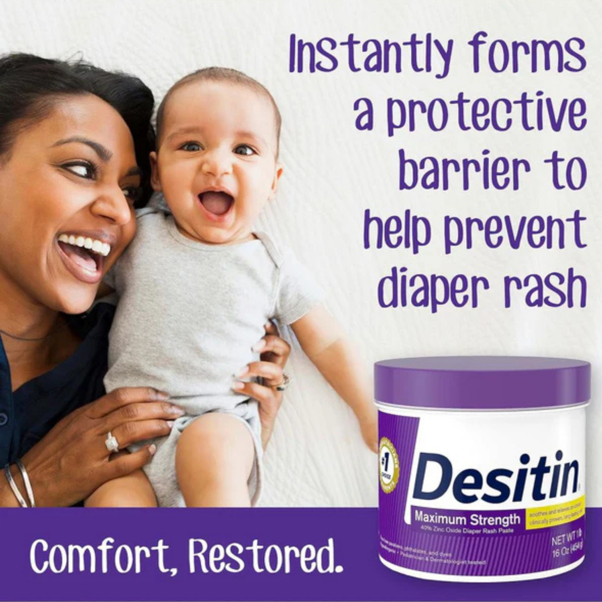 Desitin Maximum Strength, 16 oz Diaper Rash Cream, 40% Zinc Oxide, Hypoallergenic, Paraben-free, Pediatrician & Dermatologist Tested, Baby