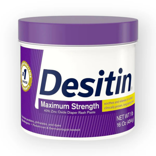 Desitin Maximum Strength, 16 oz Diaper Rash Cream, 40% Zinc Oxide, Hypoallergenic, Paraben-free, Pediatrician & Dermatologist Tested, Baby