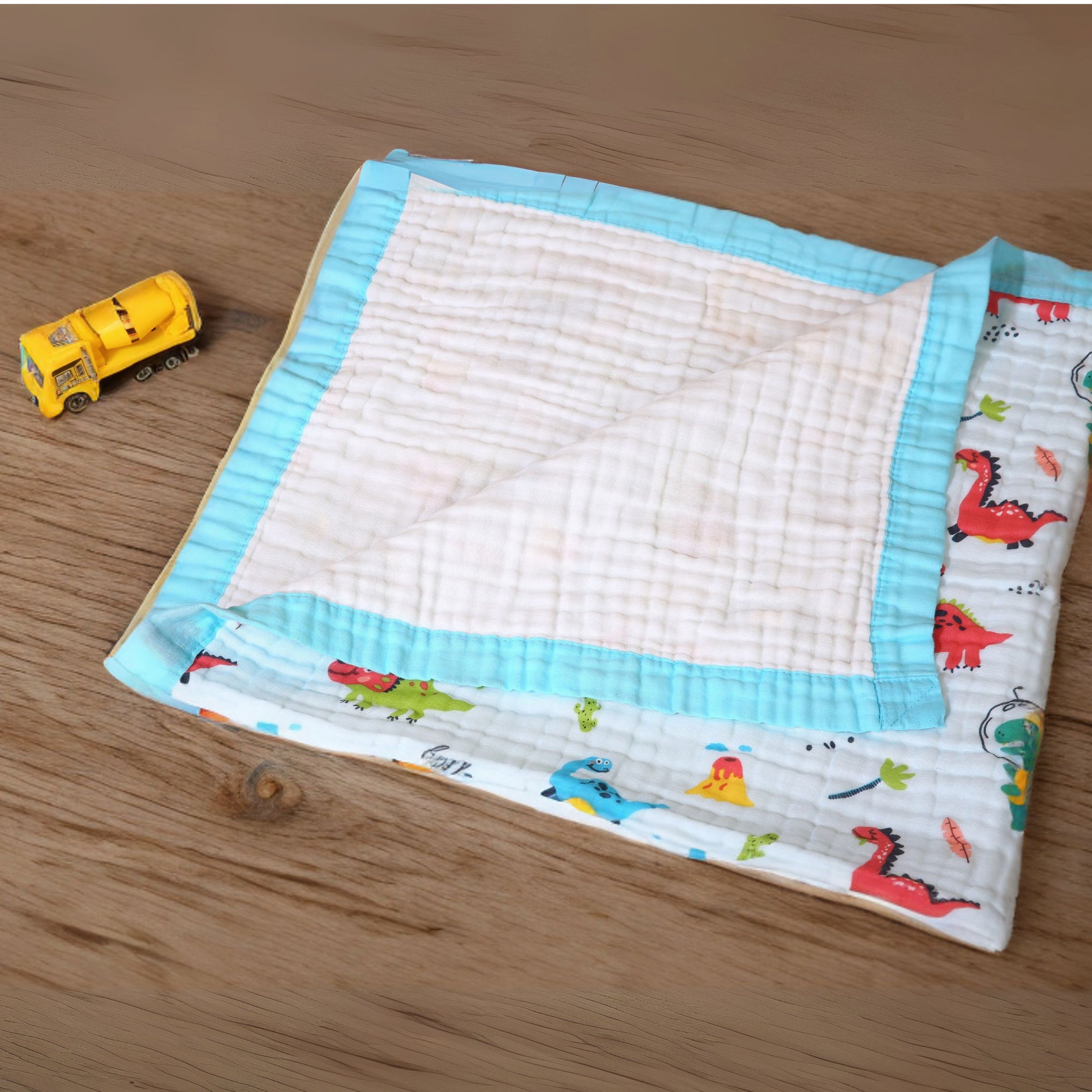 Smile Baby Soft Colorful Dinosaur Print Muslin 6 Layer Blanket for Baby | 100% Muslin Cotton | Size 100x100cms