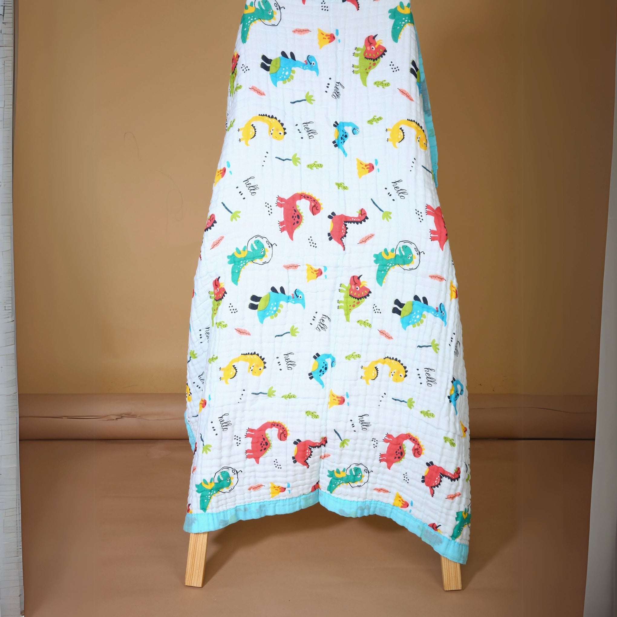 Smile Baby Soft Colorful Dinosaur Print Muslin 6 Layer Blanket for Baby | 100% Muslin Cotton | Size 100x100cms