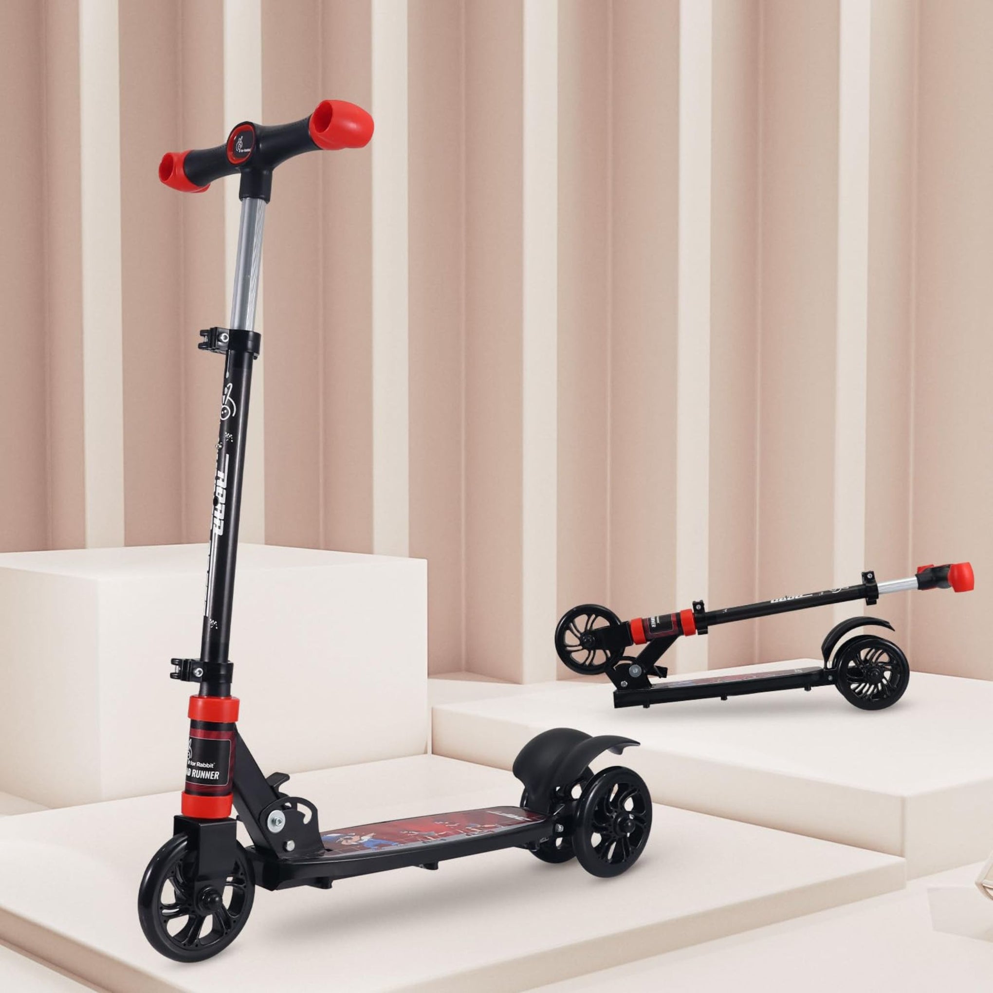 R for Rabbit Road Runner Drift Scooter for Kids of 2 to 4 Years Age, 3 Level Height Adjustment,  Kick Scooter with Brakes (Red) (Blue) (Black)