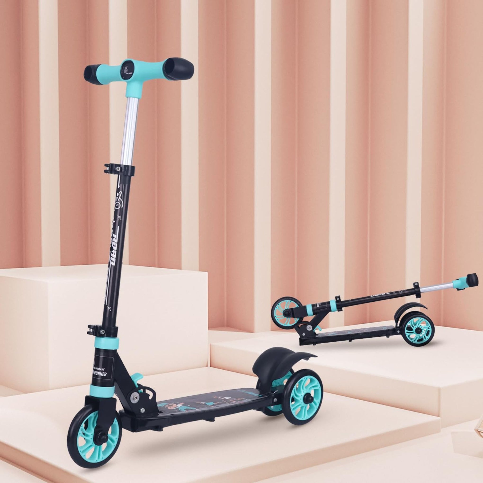 R for Rabbit Road Runner Drift Scooter for Kids of 2 to 4 Years Age, 3 Level Height Adjustment,  Kick Scooter with Brakes (Red) (Blue) (Black)