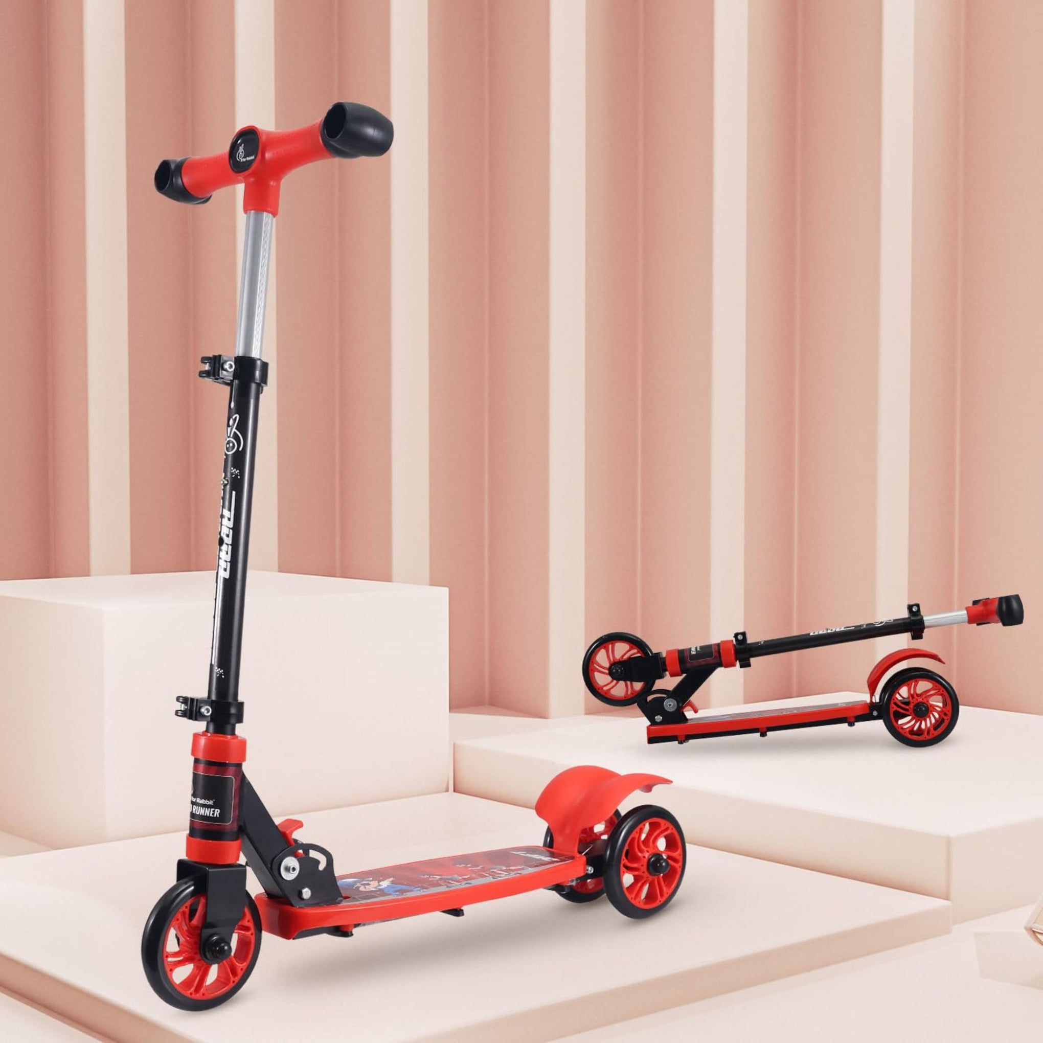 R for Rabbit Road Runner Drift Scooter for Kids of 2 to 4 Years Age, 3 Level Height Adjustment,  Kick Scooter with Brakes (Red) (Blue) (Black)