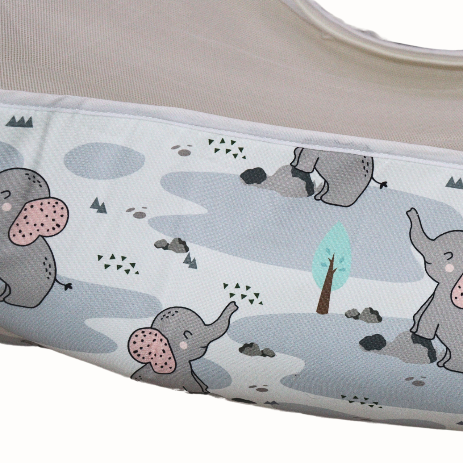 Smile Baby Elephant Print Baby Cradle Cloth with Mosquito Net – Soft & Breathable Newborn Hammock