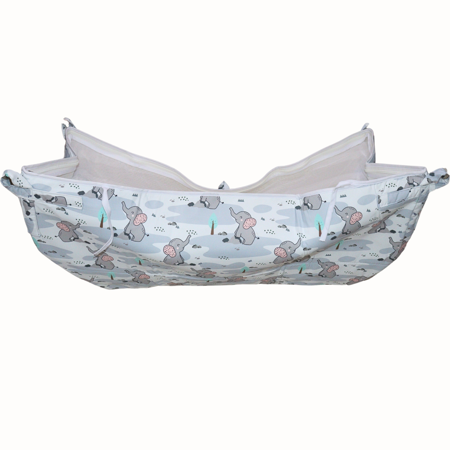 Smile Baby Elephant Print Baby Cradle Cloth with Mosquito Net – Soft & Breathable Newborn Hammock
