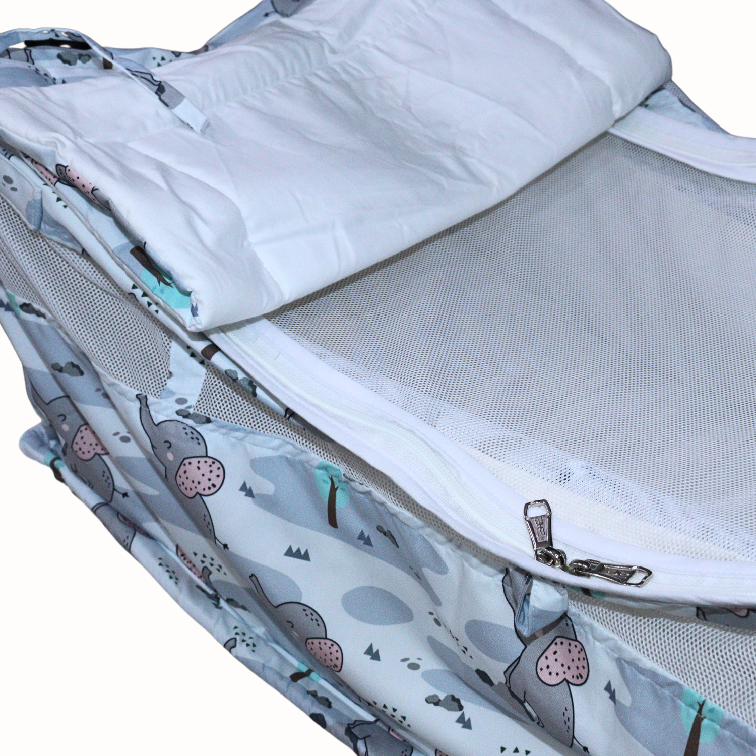 Smile Baby New Born Baby Khoya Cradle Cloth with Mosquito Net – Elephant Print Pure Cotton Baby Zoli Palana Hammock