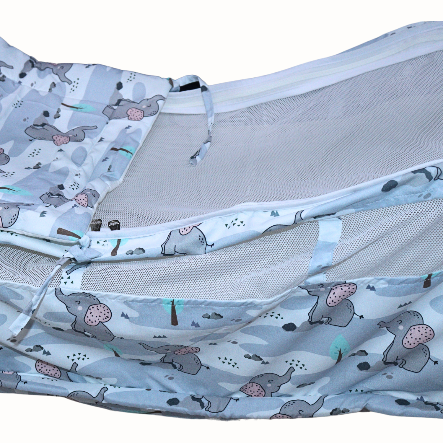 Smile Baby New Born Baby Khoya Cradle Cloth with Mosquito Net – Elephant Print Pure Cotton Baby Zoli Palana Hammock