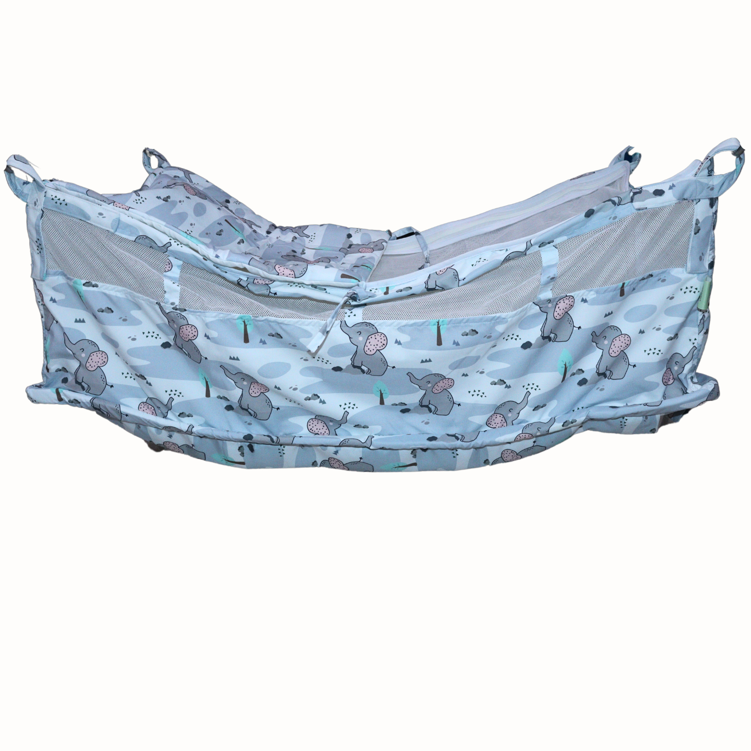 Smile Baby New Born Baby Khoya Cradle Cloth with Mosquito Net – Elephant Print Pure Cotton Baby Zoli Palana Hammock