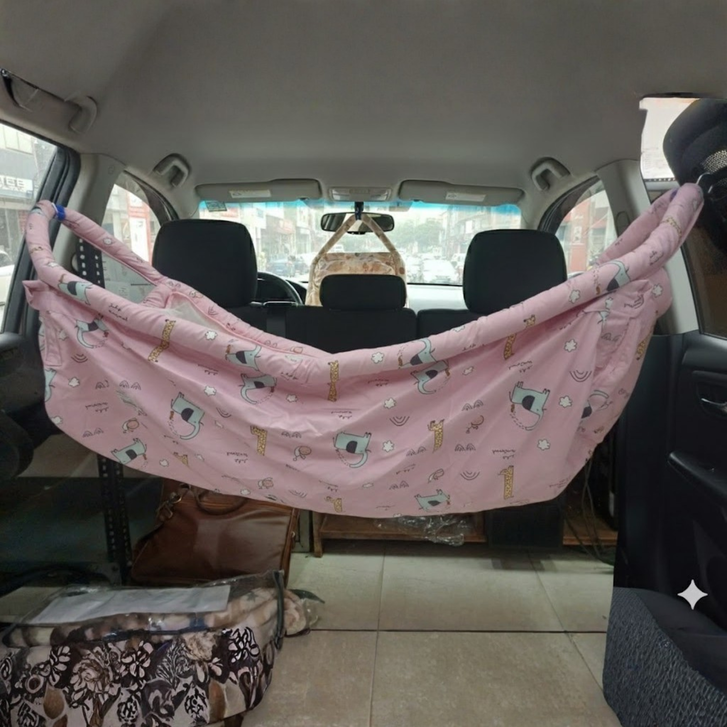 Smile Baby Traveling Khoya Cradle – Portable Baby Hammock for Home, Car & Travel (Cotton Sheep Print – Aqua Green)