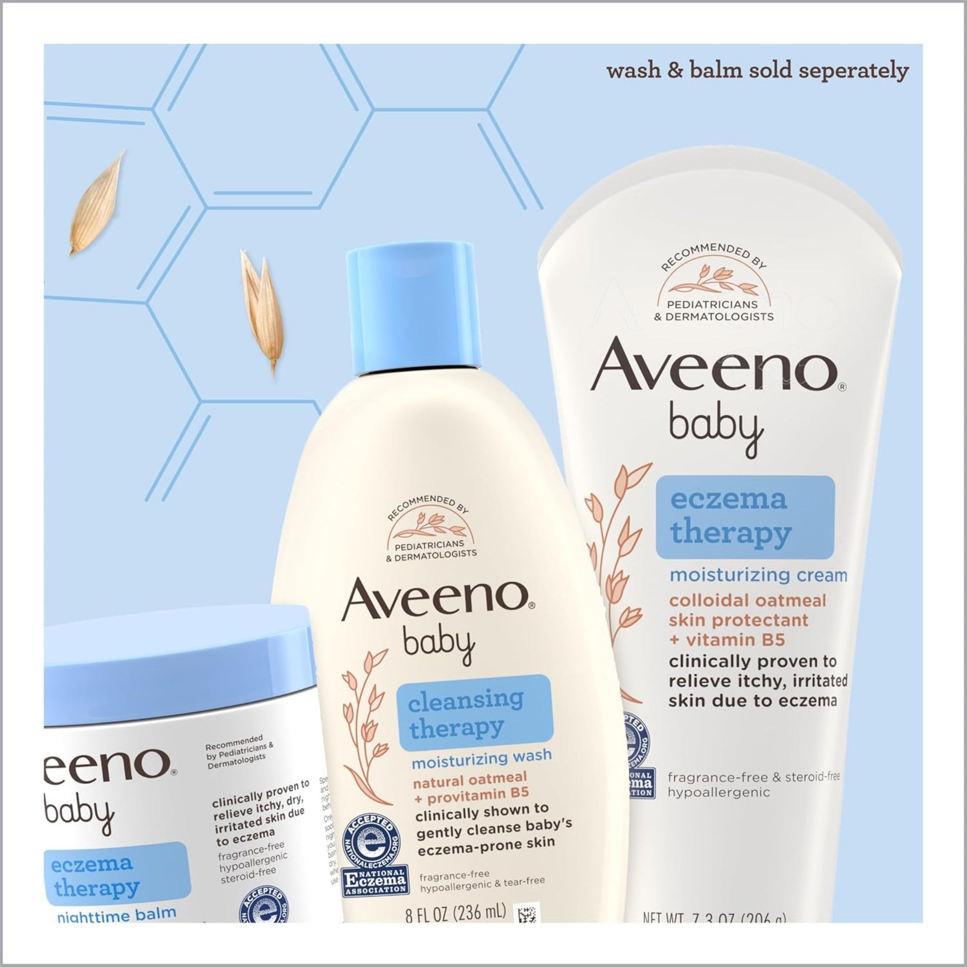 Aveeno Baby Eczema Therapy Moisturizing Cream, Natural Colloidal Oatmeal & Vitamin B5, Moisturizes & Relieves Dry, Itchy, Irritated Skin, Paraben & Steroid & Fragrance Free, 7.3 Oz