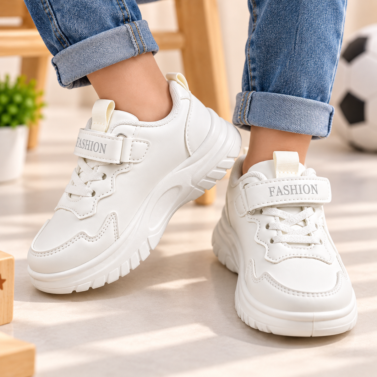 SMILE BABY boys white fashion sneakers lifestyle