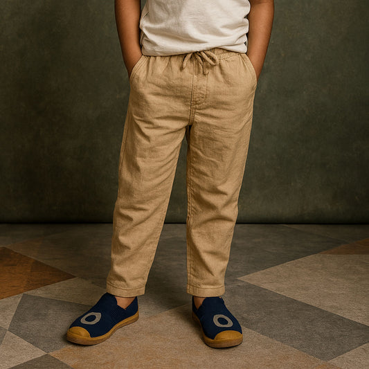 BLAZO Boys' Casual FAWN color Pants – Elastic Waist with Pockets | Stylish Bottomwear for Boys | Trendy Pants for 12 Months to 12 Years Kids  – Daily & Party Wear