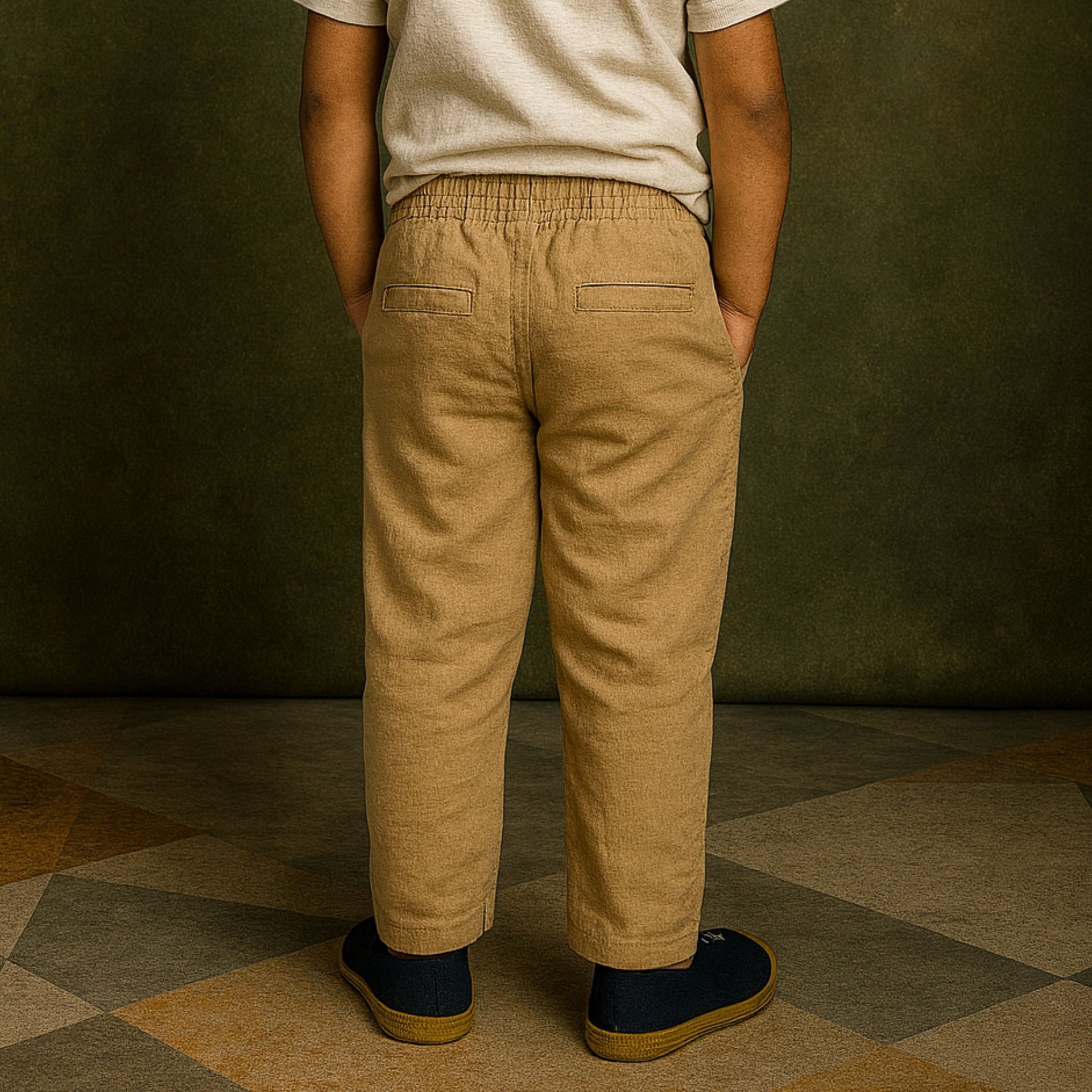 BLAZO Boys' Casual FAWN color Pants – Elastic Waist with Pockets | Stylish Bottomwear for Boys | Trendy Pants for 12 Months to 12 Years Kids  – Daily & Party Wear