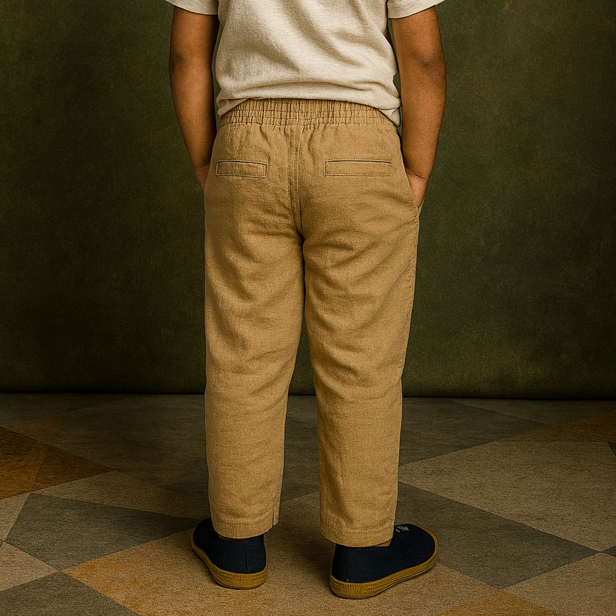 BLAZO Boys' Casual FAWN color Pants – Elastic Waist with Pockets | Stylish Bottomwear for Boys | Trendy Pants for 12 Months to 12 Years Kids  – Daily & Party Wear