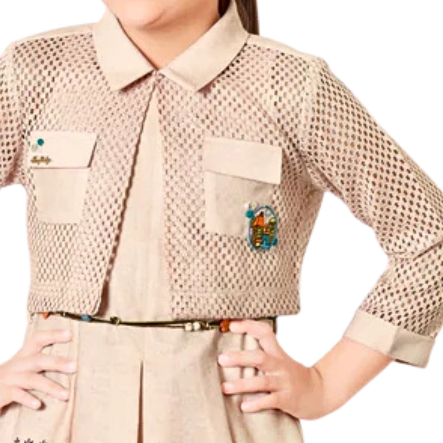 Girls Beige Shirt & Printed frock Dress – Stylish Party Wear Outfit - for  girls aged 2–12 years.