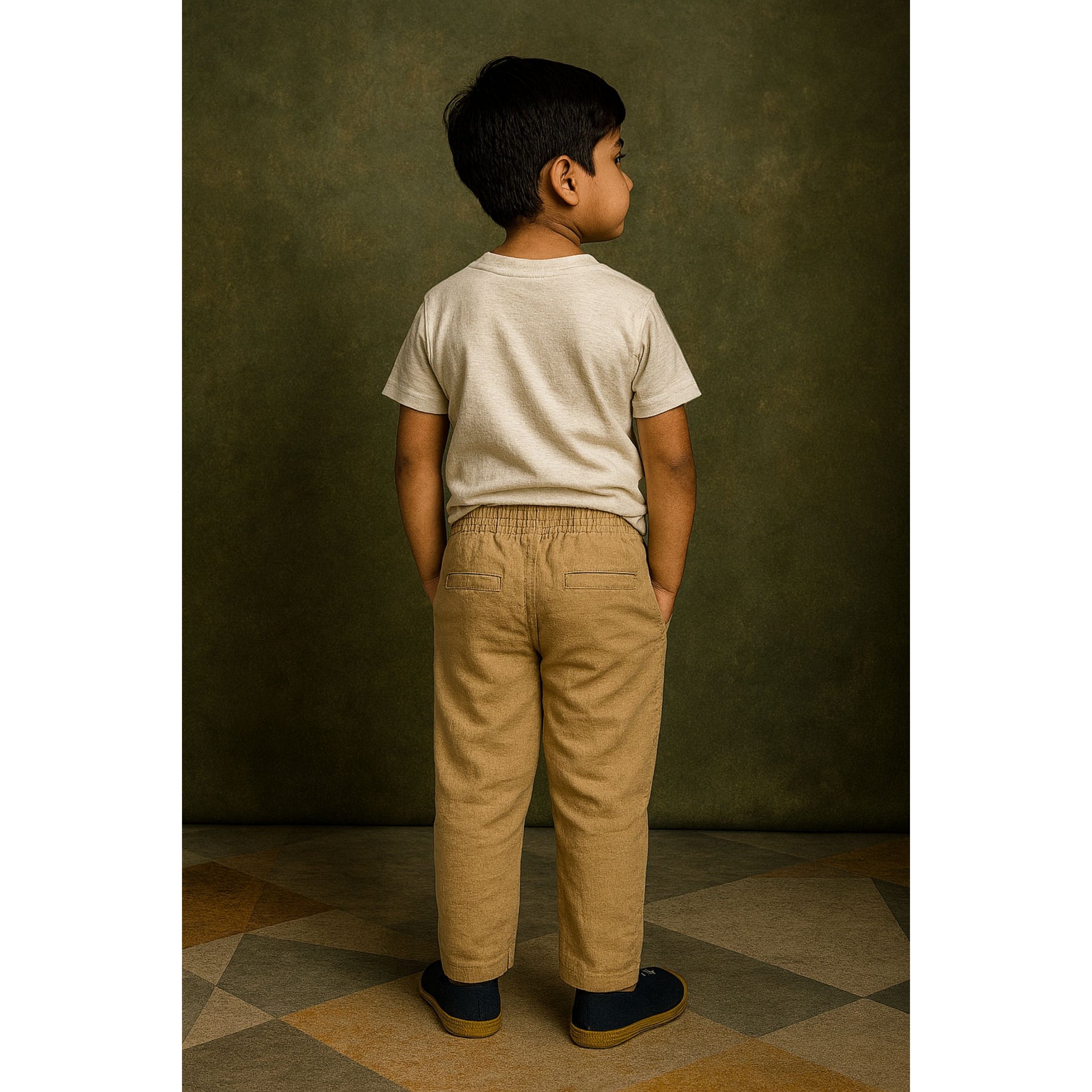 BLAZO Boys' Casual FAWN color Pants – Elastic Waist with Pockets | Stylish Bottomwear for Boys | Trendy Pants for 12 Months to 12 Years Kids  – Daily & Party Wear