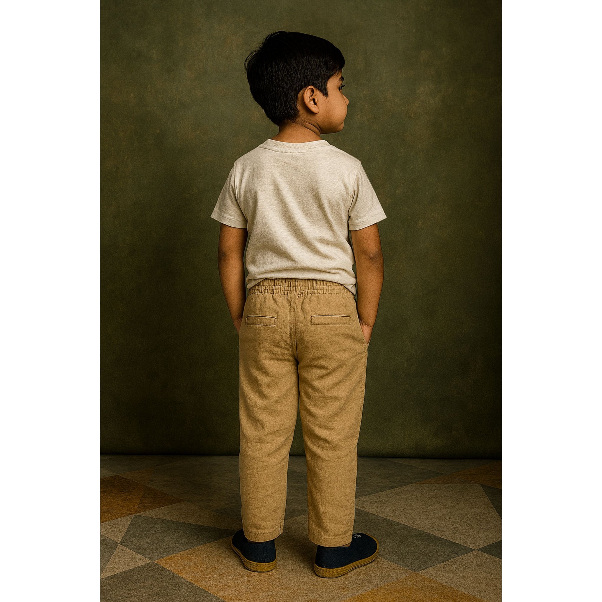 BLAZO Boys' Casual FAWN color Pants – Elastic Waist with Pockets | Stylish Bottomwear for Boys | Trendy Pants for 12 Months to 12 Years Kids  – Daily & Party Wear