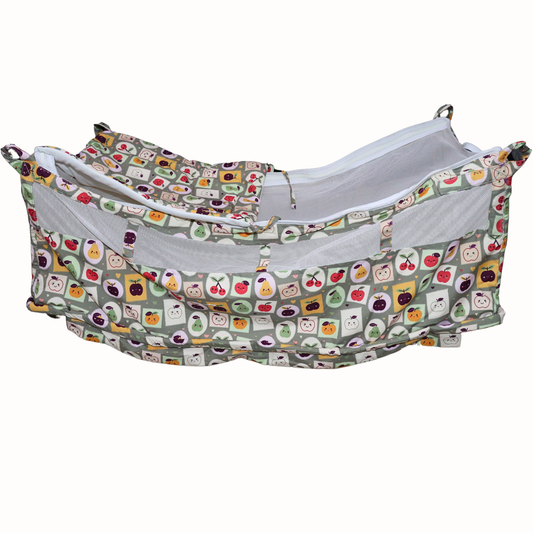 Smile Baby Newborn Khoya Cradle Cloth with Mosquito Net – Fruit Print Pure Cotton Baby Palana (Only Cradle)