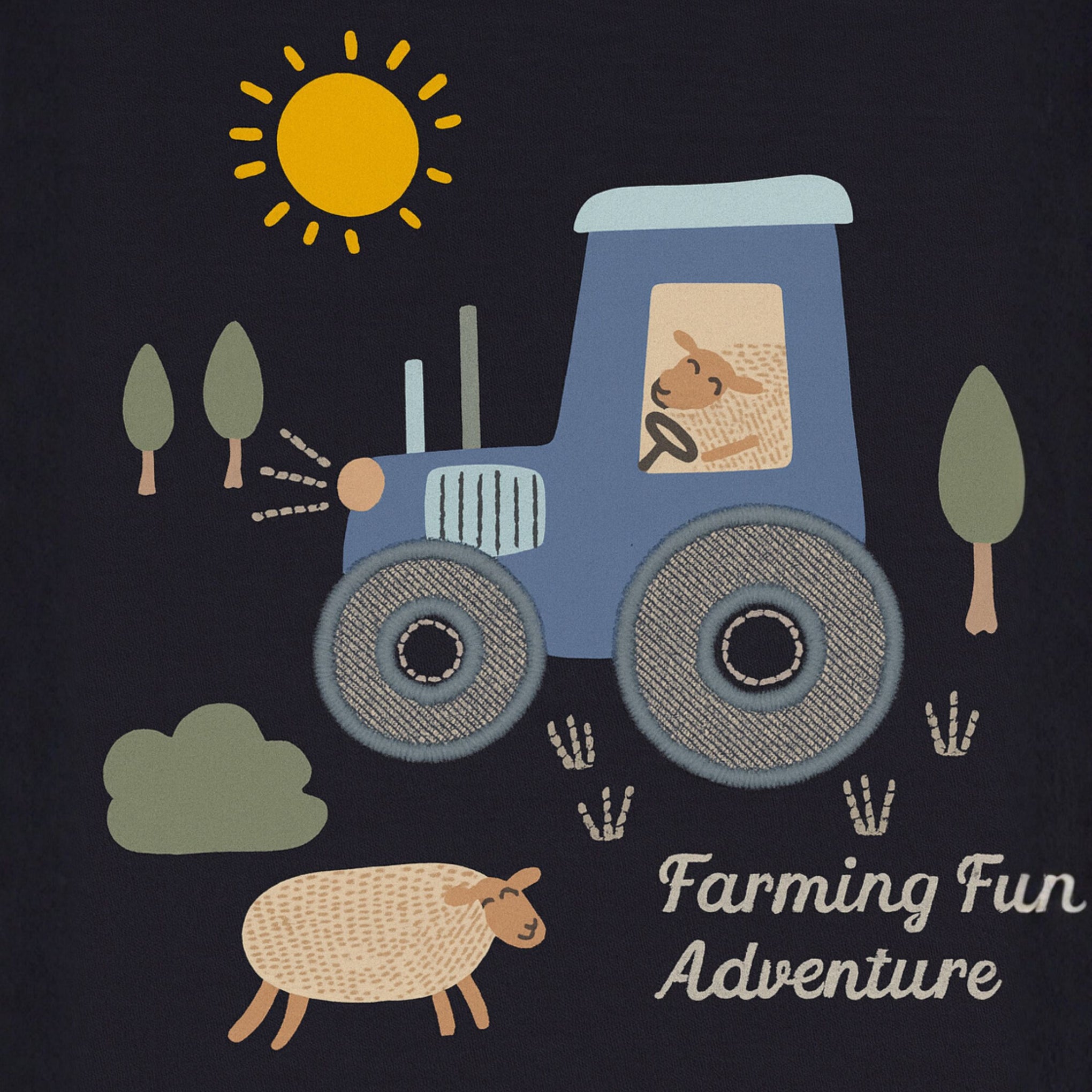 Ollypop Farming Fun Adventure Full Sleeve T-Shirt – Navy & Green (3–24 Months)