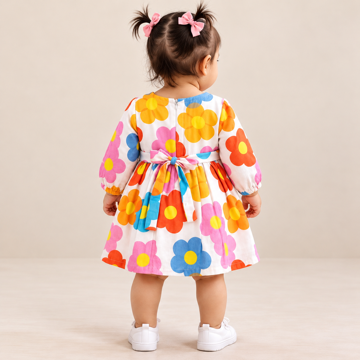 ORRIGANY Baby Girls Multicolour Floral Long Sleeve Dress 