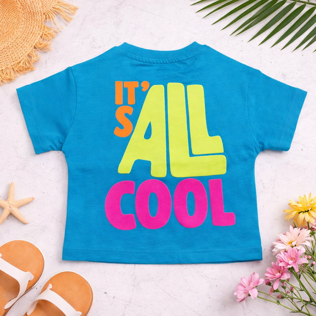 Girls Summer Graphic T-Shirt “It’s All Cool” | Soft Cotton Kids Tee | VITAMINS