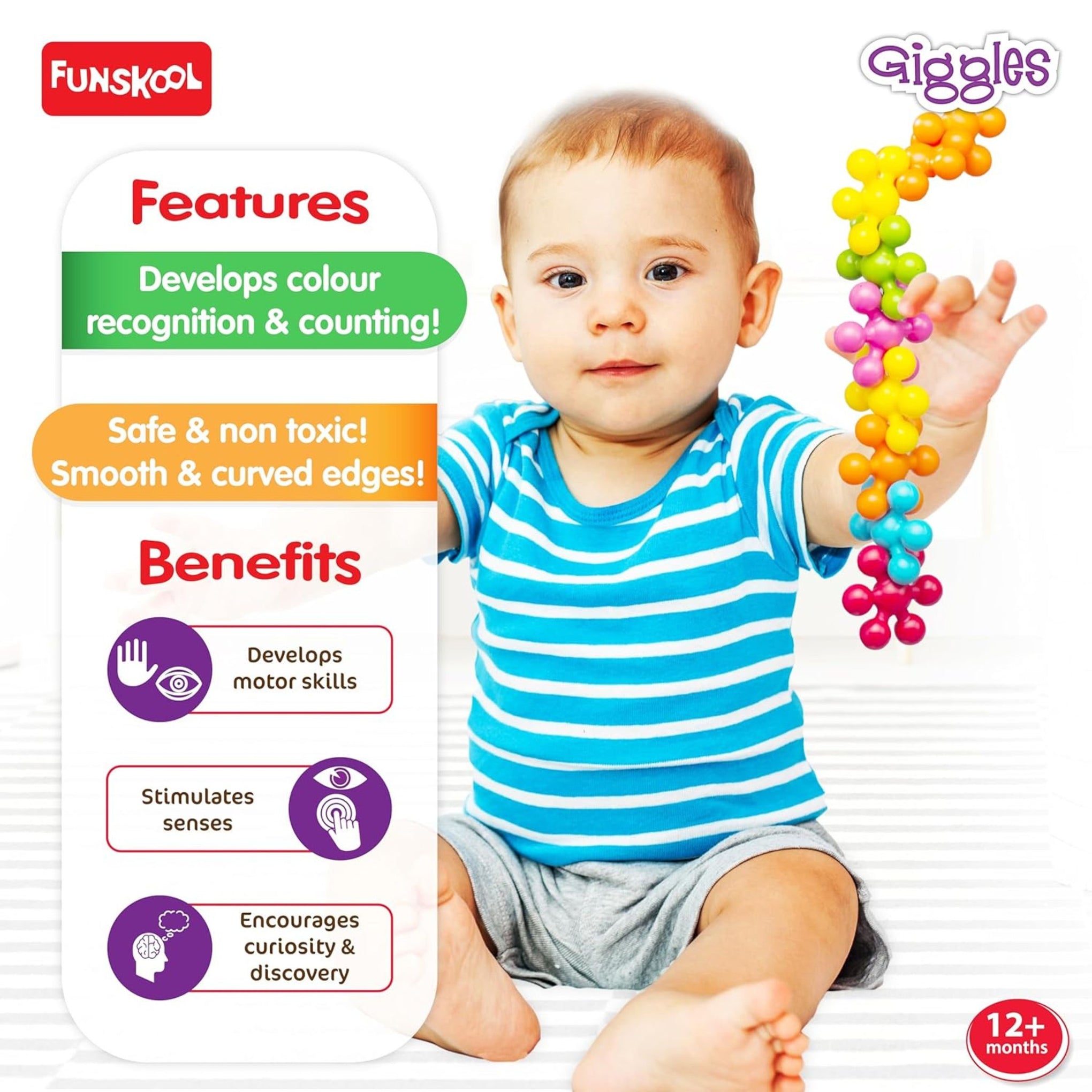 Giggles Funskool Star Link, Educational & Creative Construction Toy Blocks for Kids, Encourages Learning & Development, Fun Activity for Preschoolers, Gift Set for Kid, Age 6+ Months