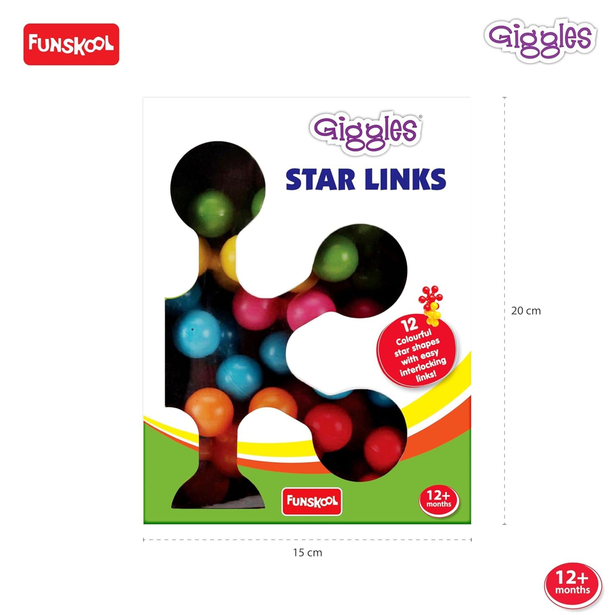 Giggles Funskool Star Link, Educational & Creative Construction Toy Blocks for Kids, Encourages Learning & Development, Fun Activity for Preschoolers, Gift Set for Kid, Age 6+ Months