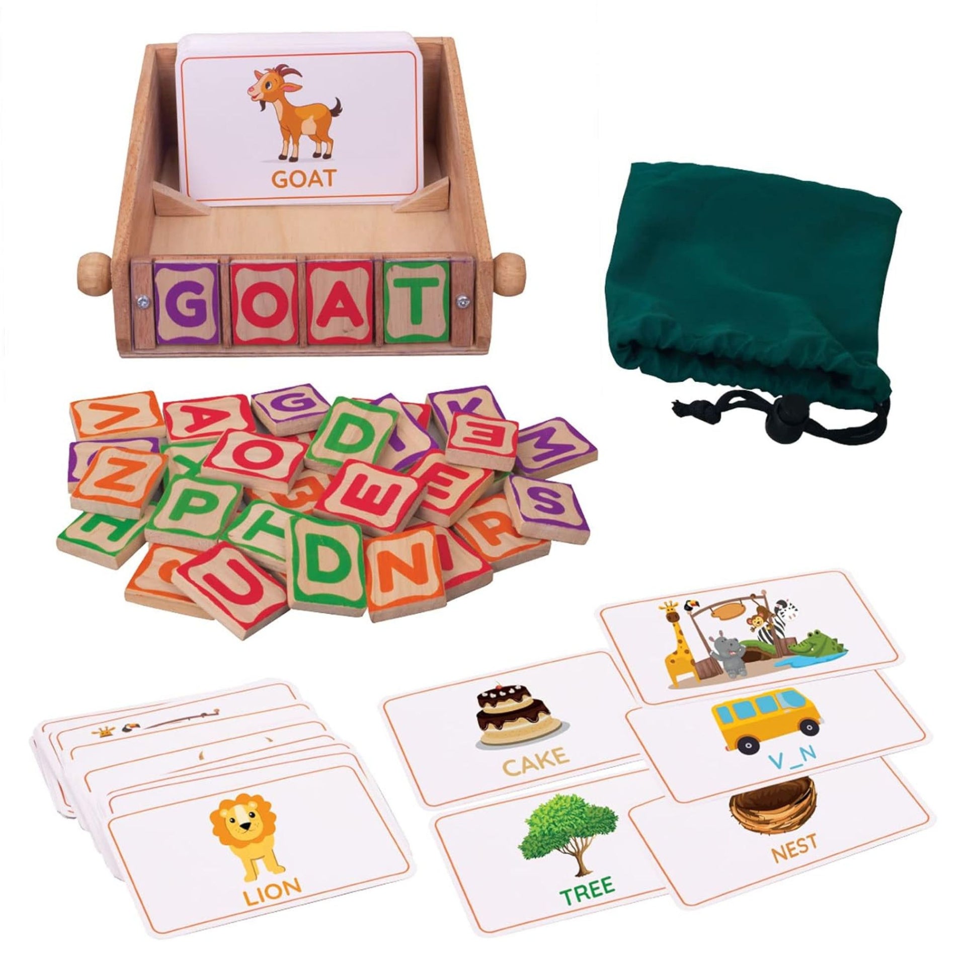 Giggles - Match n Learn, Wooden Educational Toy, Learn to Read, Toy for Kids, Spell and Identify Pictures, Preschool Toy, 3 Years and Above.