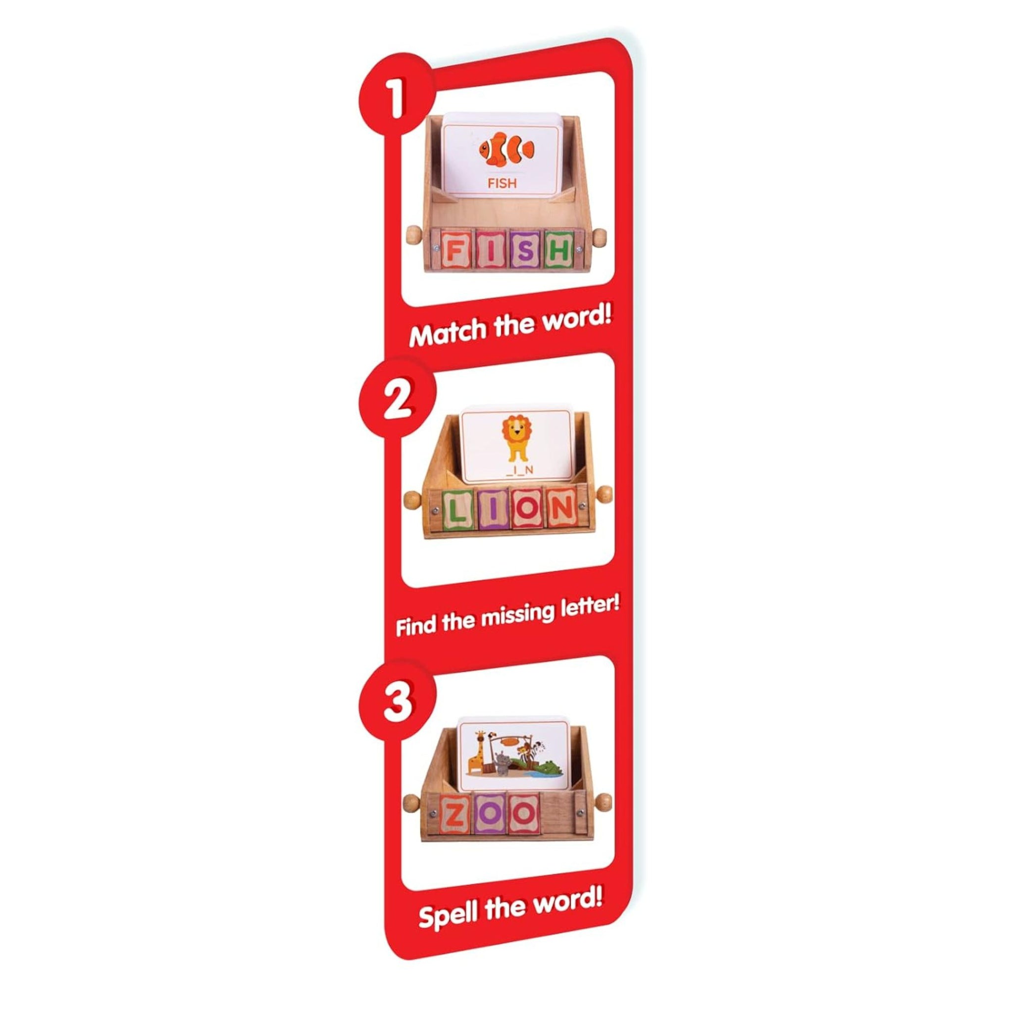 Giggles - Match n Learn, Wooden Educational Toy, Learn to Read, Toy for Kids, Spell and Identify Pictures, Preschool Toy, 3 Years and Above.