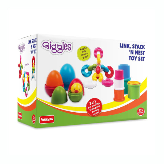 Giggles Funskool Link Stack N Nest, Nesting & Stackable Toy Blocks for Kids, Encourages Learning & Development , Gift Set for Kid, Age 6+ Months