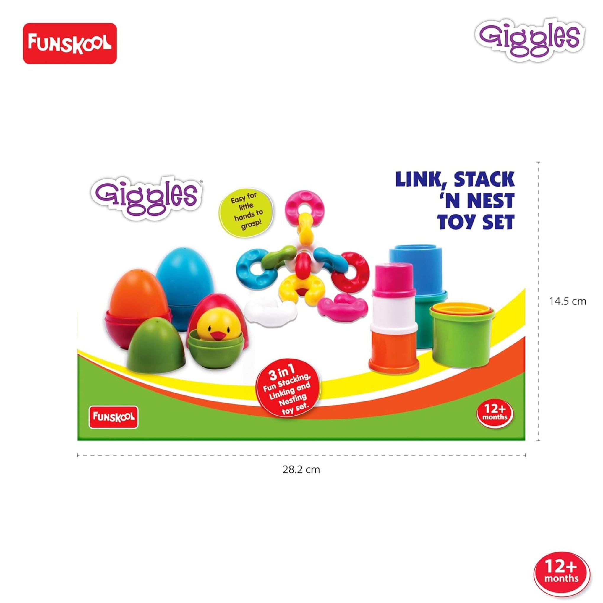 Giggles Funskool Link Stack N Nest, Nesting & Stackable Toy Blocks for Kids, Encourages Learning & Development , Gift Set for Kid, Age 6+ Months