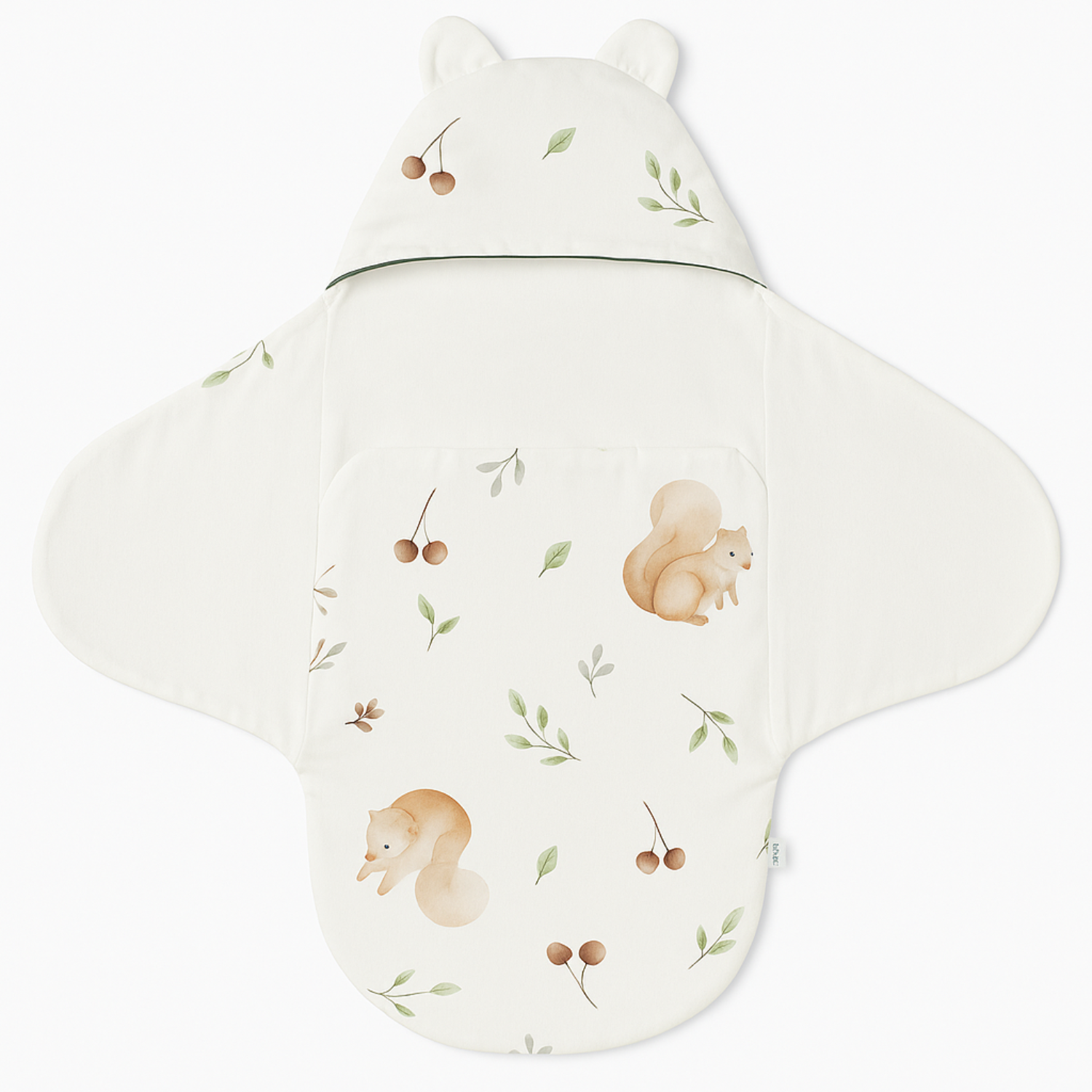 Smile Baby “Gilhari” Squirrel Print Baby Swaddle Wrap with Hood – 0-6 Months