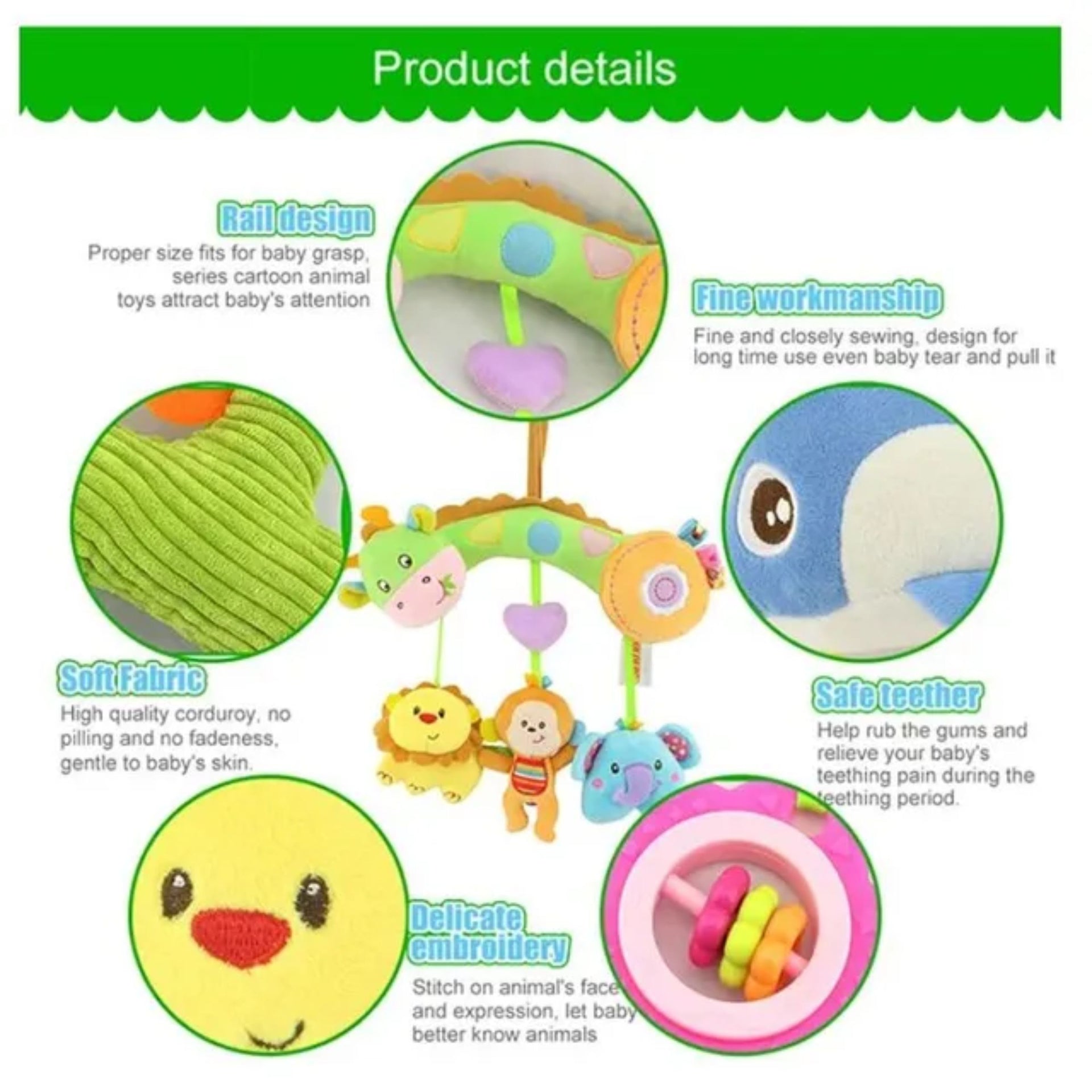 Smile Baby  Baby Stroller Plush Hanging Rattle Pendant Toy - Animals