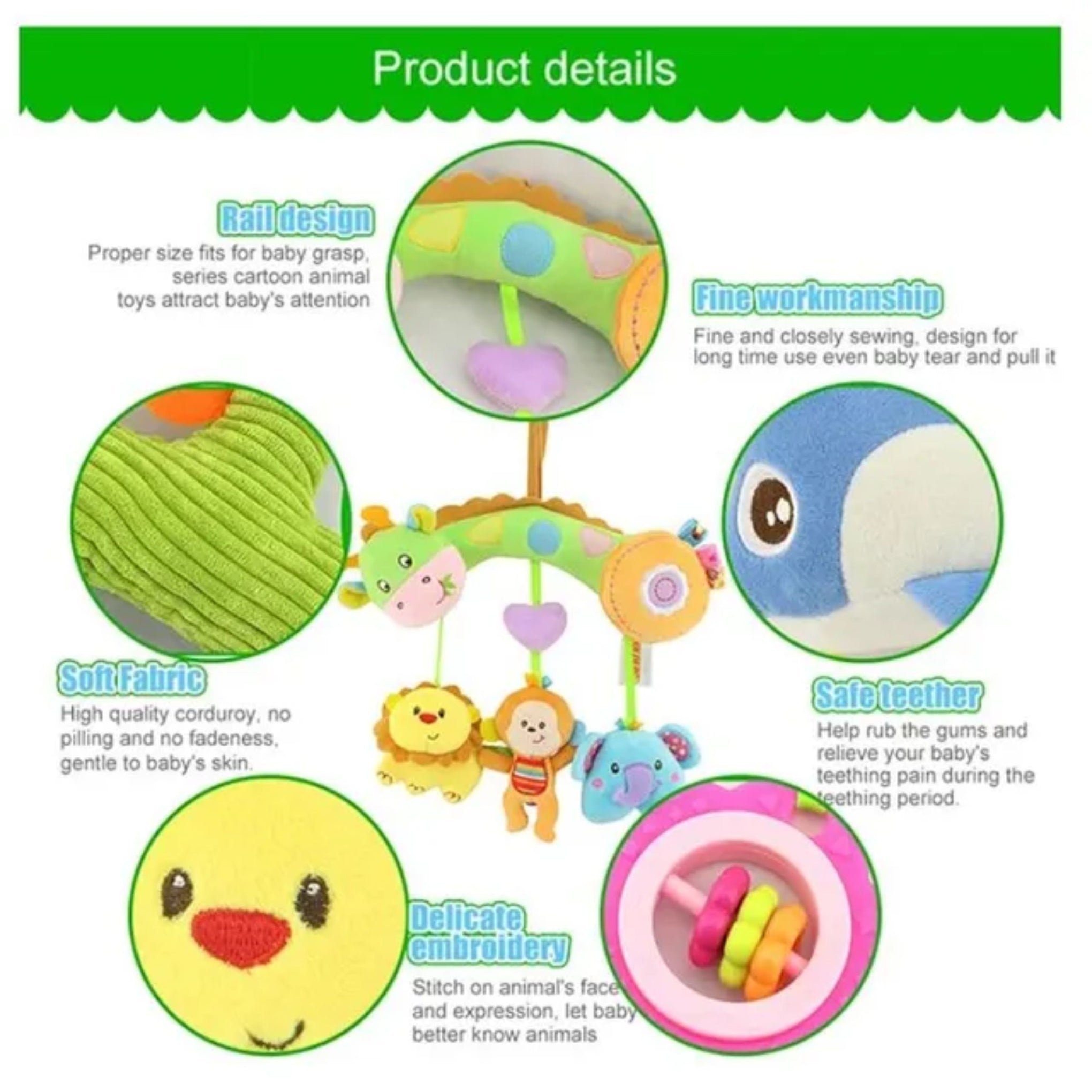 Smile Baby  Baby Stroller Plush Hanging Rattle Pendant Toy - Animals