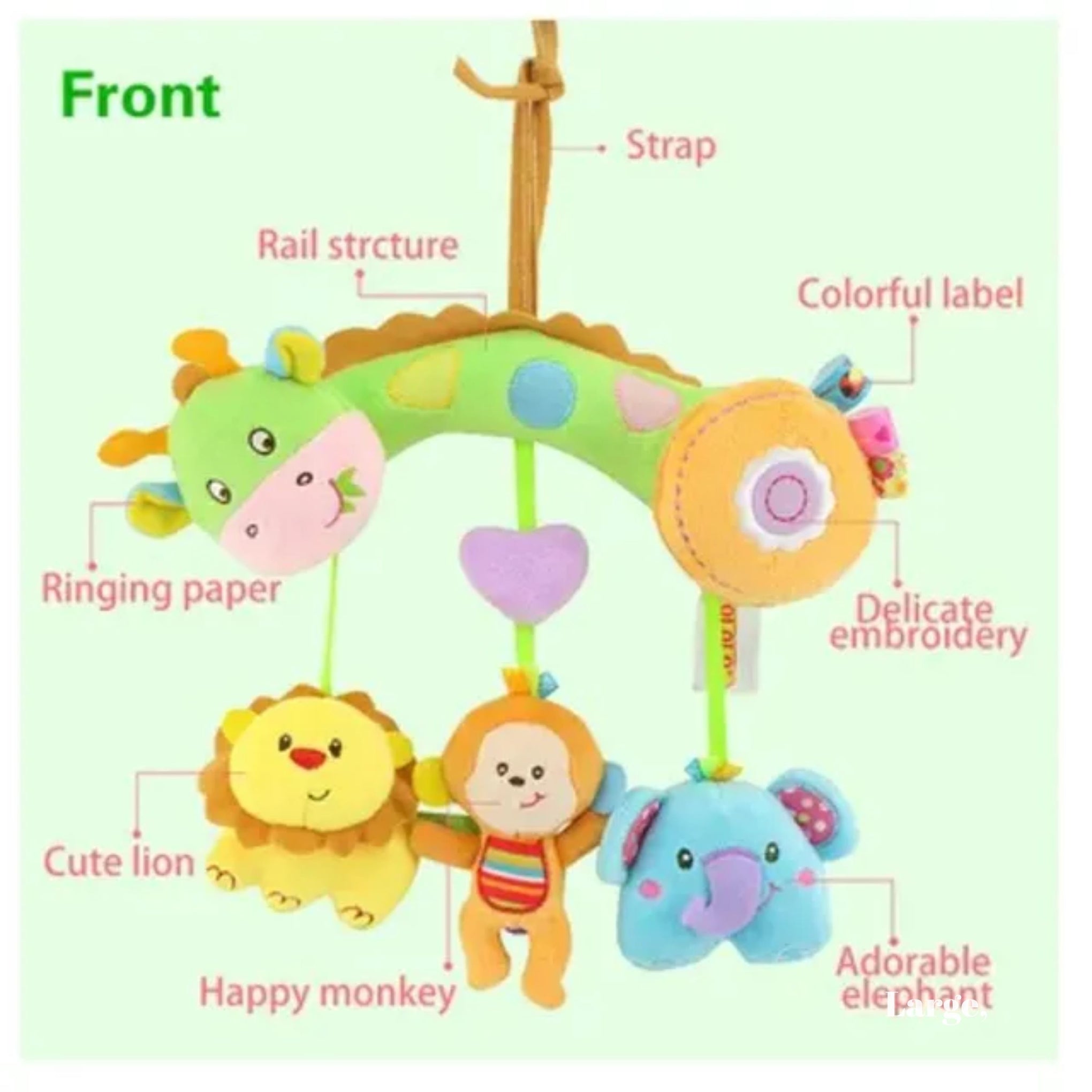 Smile Baby  Baby Stroller Plush Hanging Rattle Pendant Toy - Animals