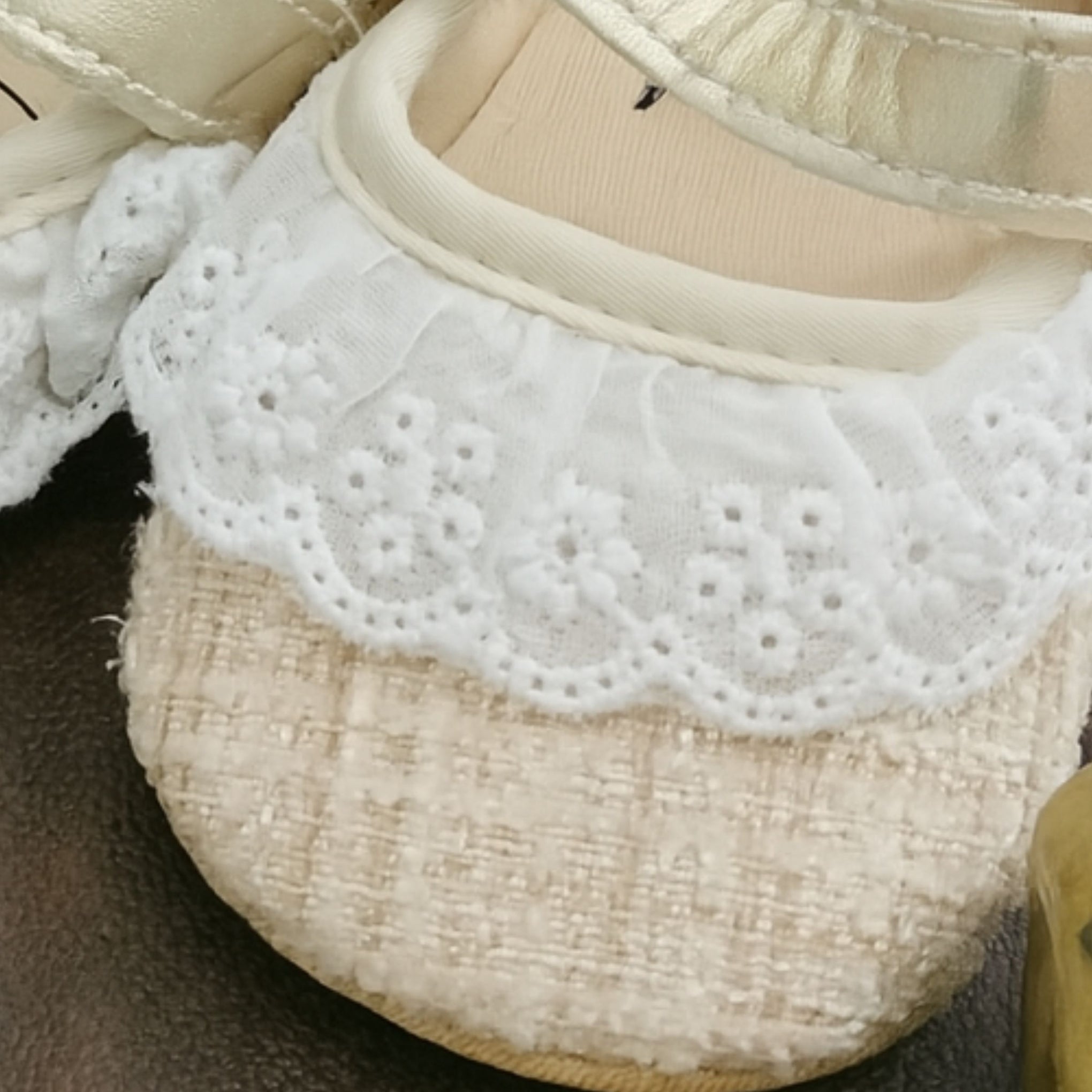 Smile Baby Golden Partywear Baby Girl Shoes – Soft Sole with Embroidered Lace & Glitter Textured Fabric | 0–12 Months | Lightweight & Elegant