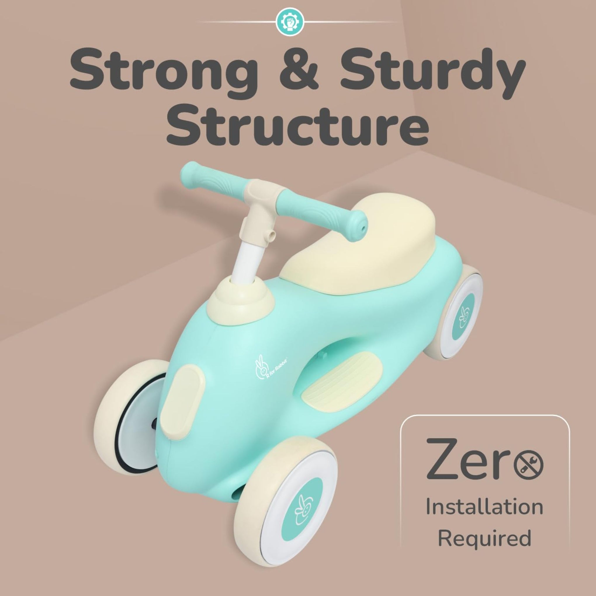 R for Rabbit Speedster Zoomy Push Ride-On for Baby, Wide TPE Wheels with Ergonomic & Comfortable Seat, Non Slip Footrest for 1 to 4 Years Kids, 20 Kgs Weight Capacity (Green Cream)