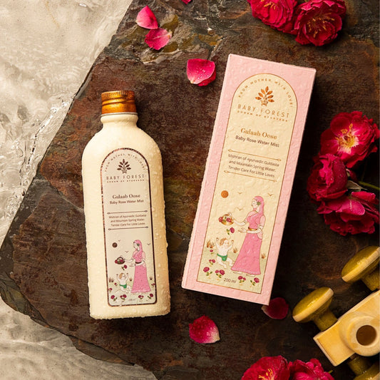 Baby Forest Gulaab Oose Baby Rose Water Mist (200 ml) – Ayurvedic Rose Water for Baby Skin Hydration & Soothing