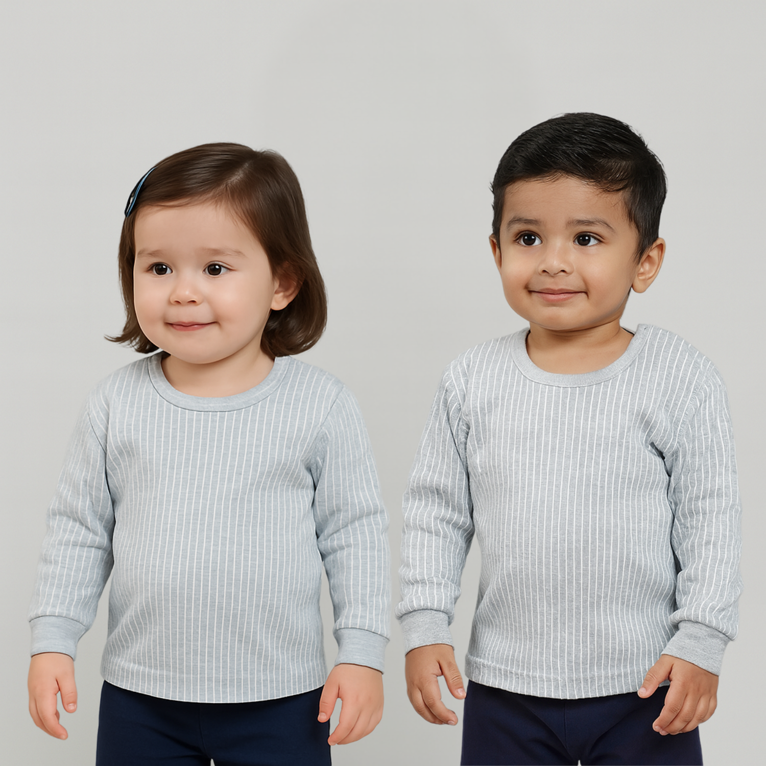 Smile Baby Premium Full Sleeve Thermal Top & Legging Winter Set for Boys & Girls – Ultra-Soft Warm Wear (Grey, 0–6 Years)
