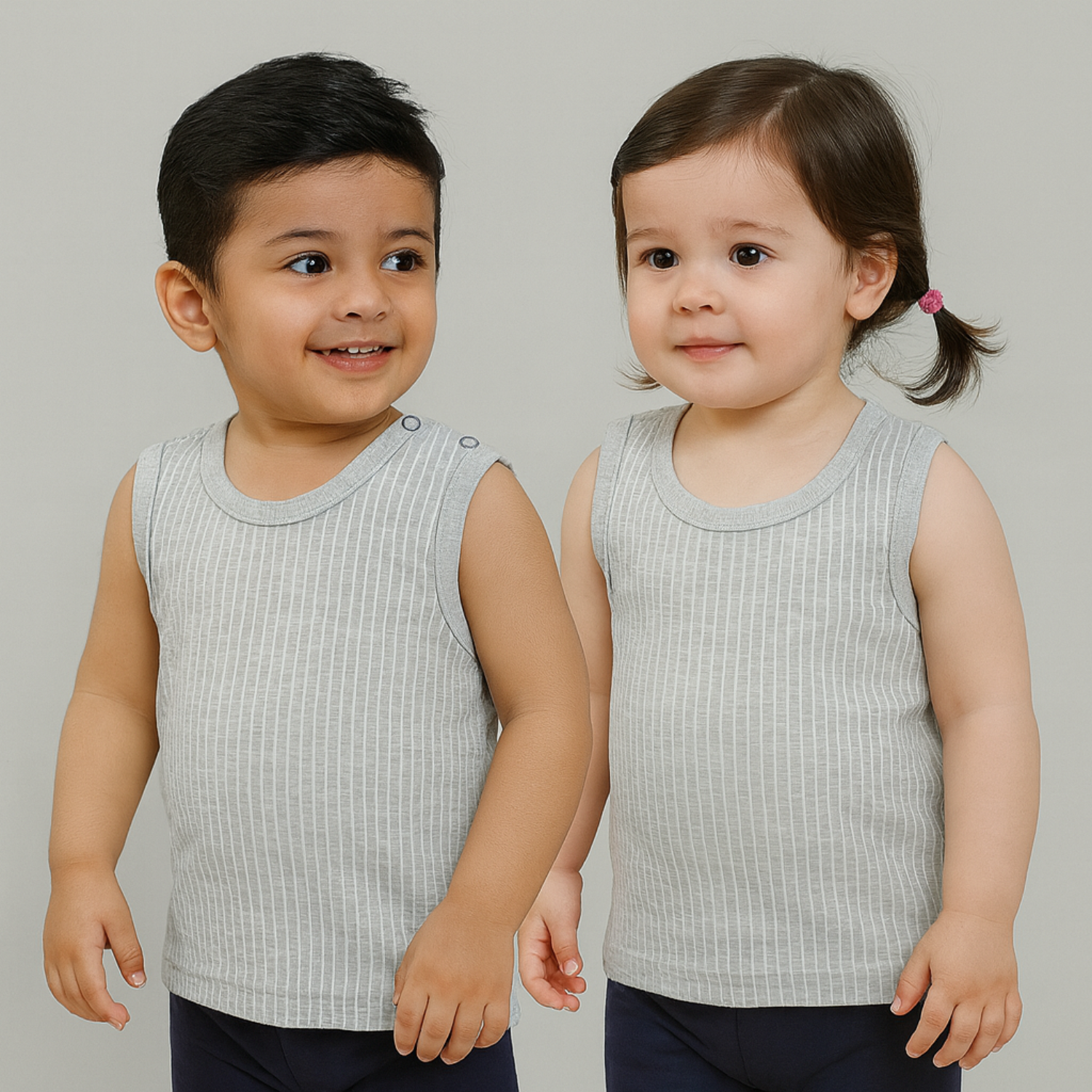 Smile Baby Kids Thermal Sleeveless Top & Legging Winter Set – Soft & Warm Innerwear for Boys & Girls (Grey, 0–6 Years)