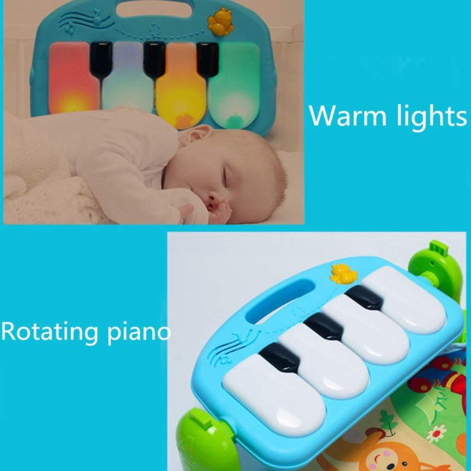 Smile Baby Kick & Play Piano Gym for Babies – Multi-Functional Activity Playmat with Lights, Music & Hanging Toys | Tummy Time & Development Mat