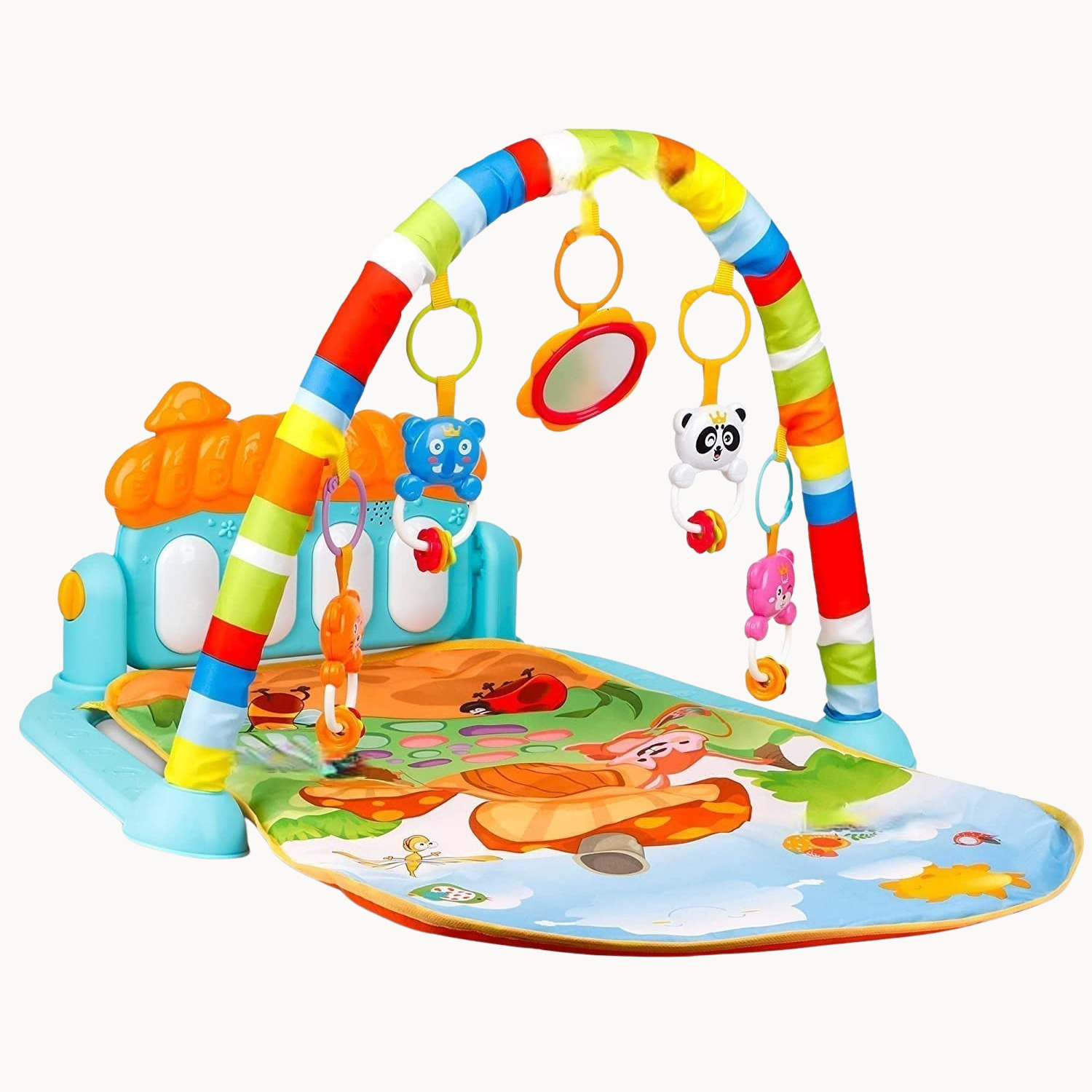 Smile Baby Kick & Play Piano Gym for Babies – Multi-Functional Activity Playmat with Lights, Music & Hanging Toys | Tummy Time & Development Mat