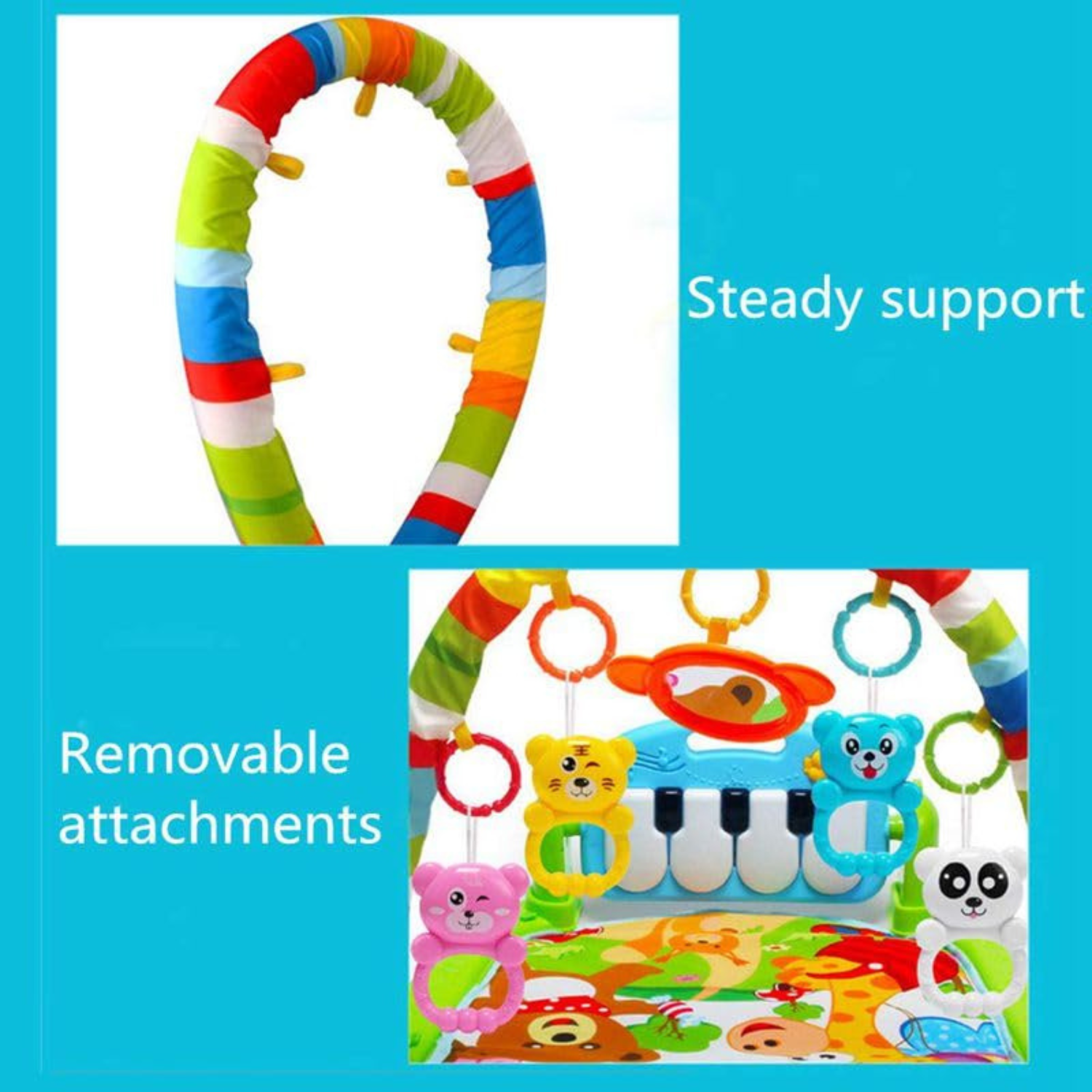 Smile Baby Kick & Play Piano Gym for Babies – Multi-Functional Activity Playmat with Lights, Music & Hanging Toys | Tummy Time & Development Mat