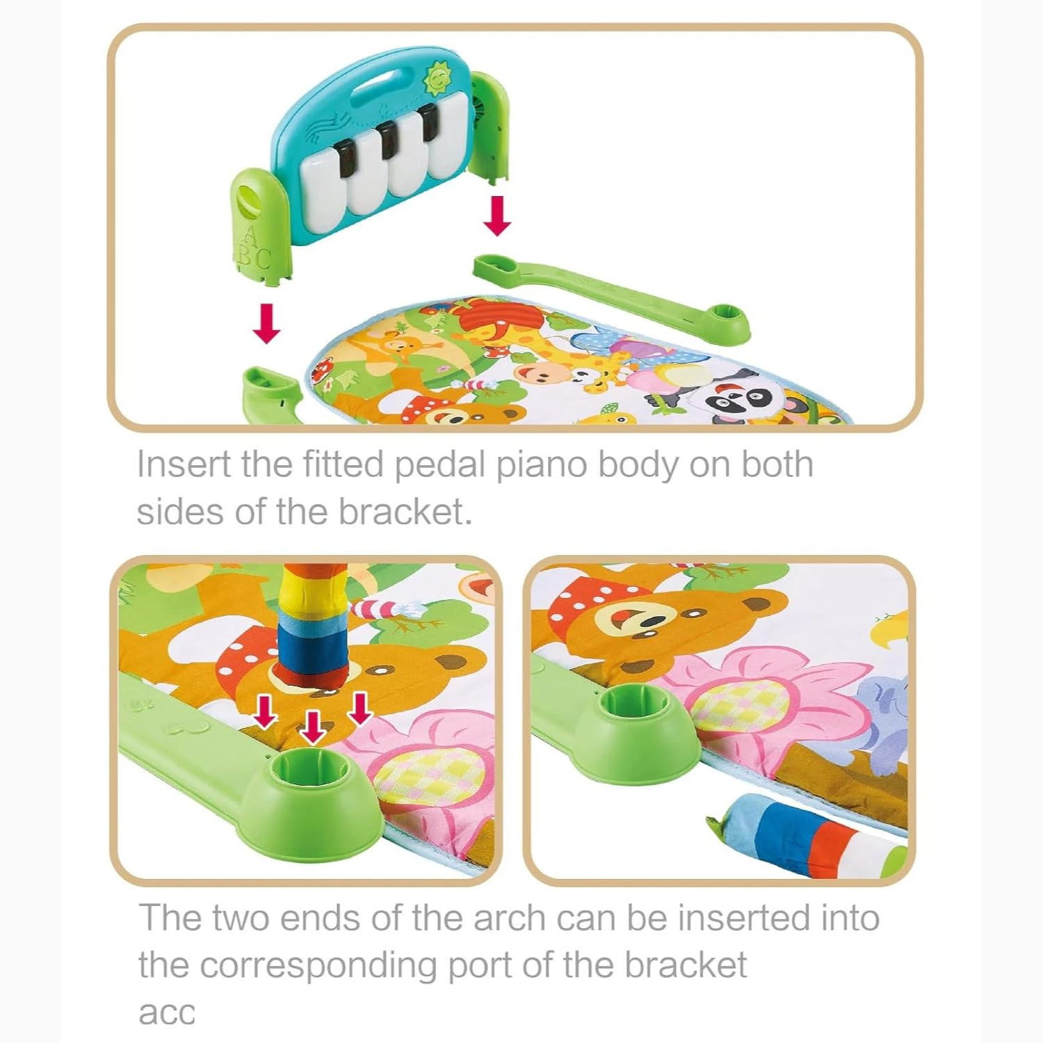 Smile Baby Kick & Play Piano Gym for Babies – Multi-Functional Activity Playmat with Lights, Music & Hanging Toys | Tummy Time & Development Mat