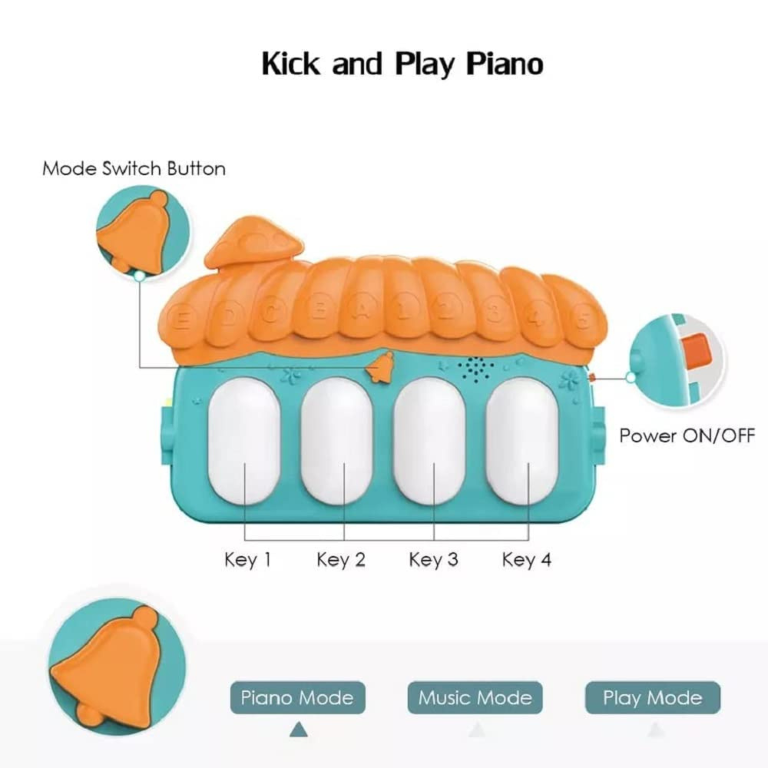 Smile Baby Kick & Play Piano Gym for Babies – Multi-Functional Activity Playmat with Lights, Music & Hanging Toys | Tummy Time & Development Mat