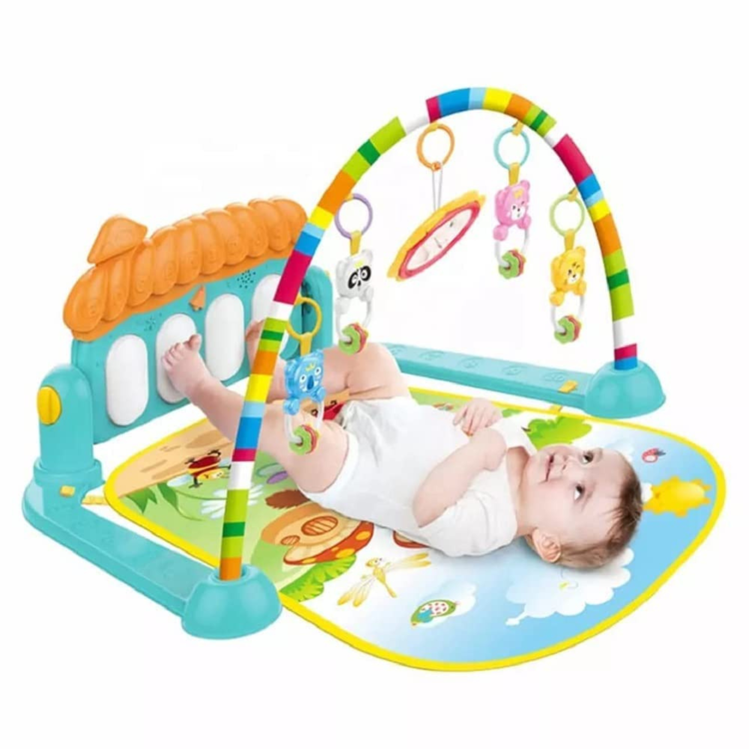Smile Baby Kick & Play Piano Gym for Babies – Multi-Functional Activity Playmat with Lights, Music & Hanging Toys | Tummy Time & Development Mat